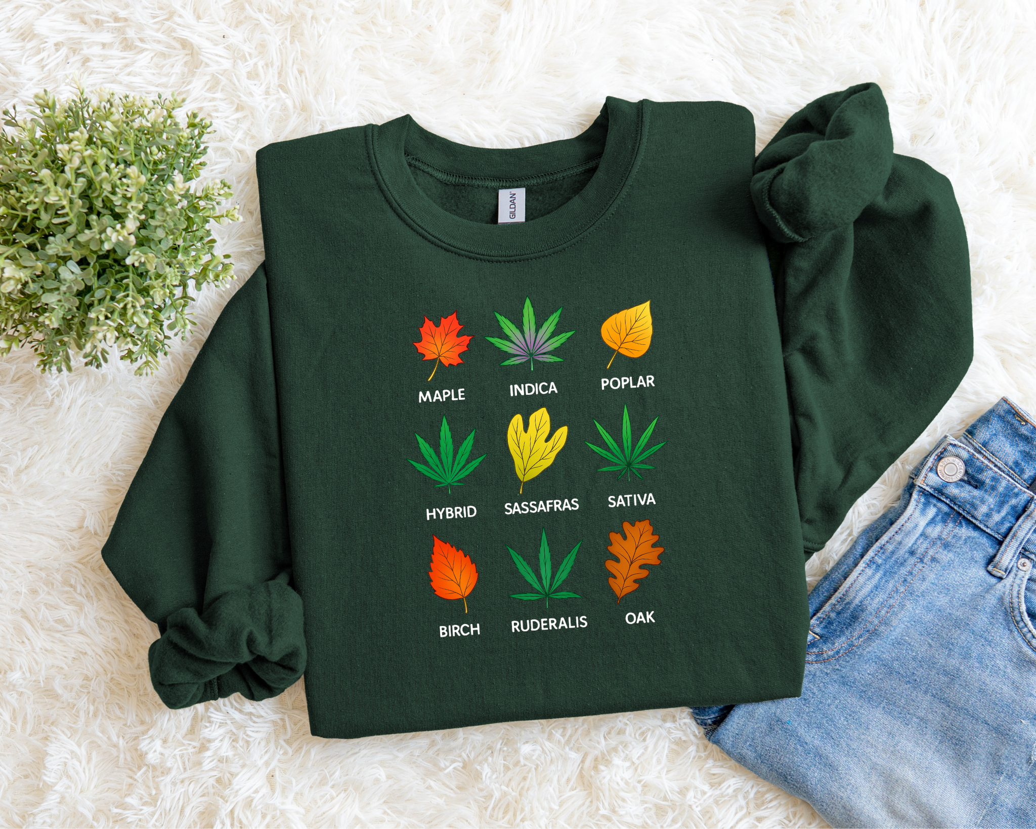Leaves of Fall Sweatshirt – 420 Friendly Botanical Leaf Crewneck