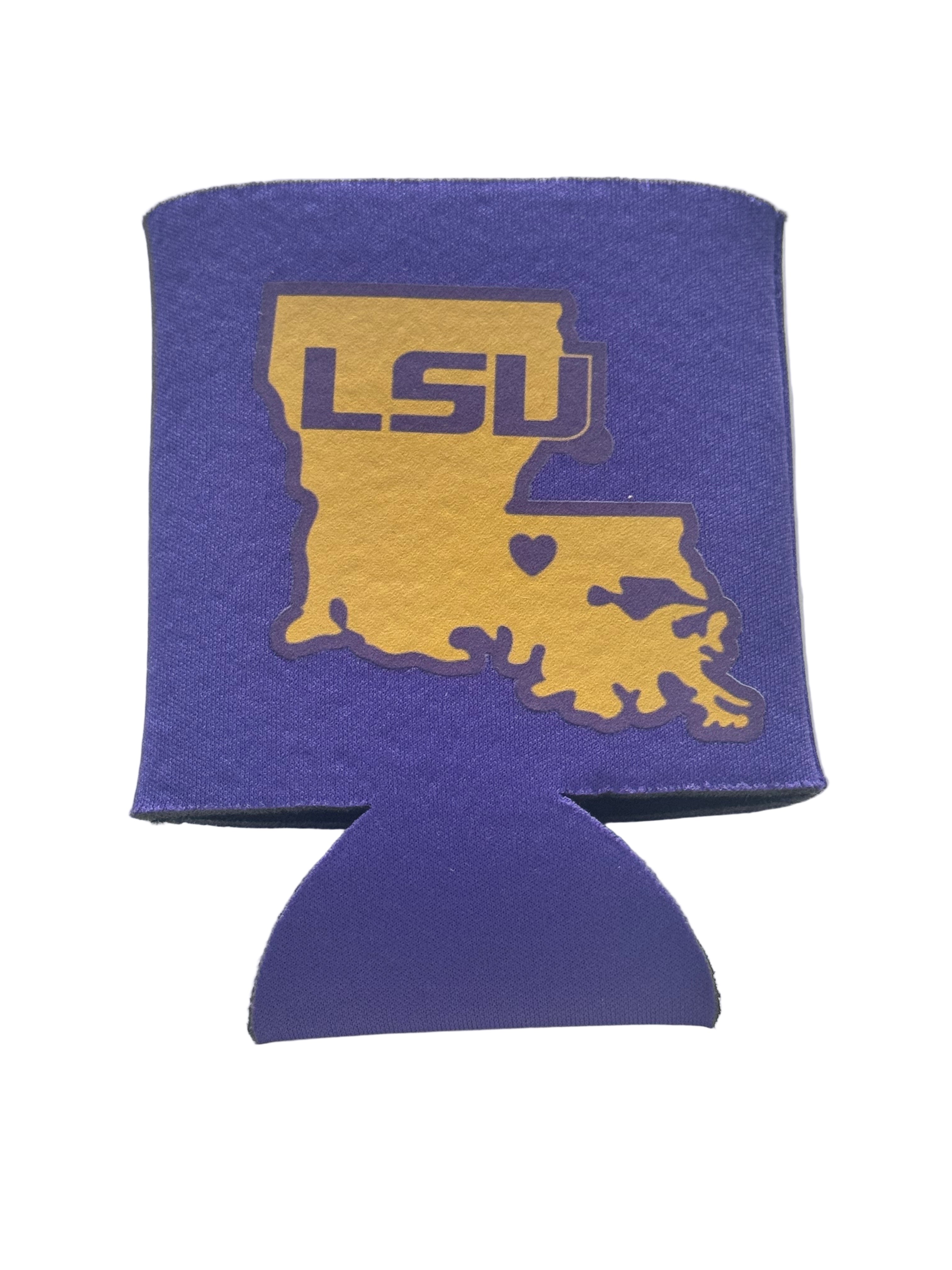 LSU Louisiana State Purple Koozie | Purple & Gold Can Cooler Sleeve