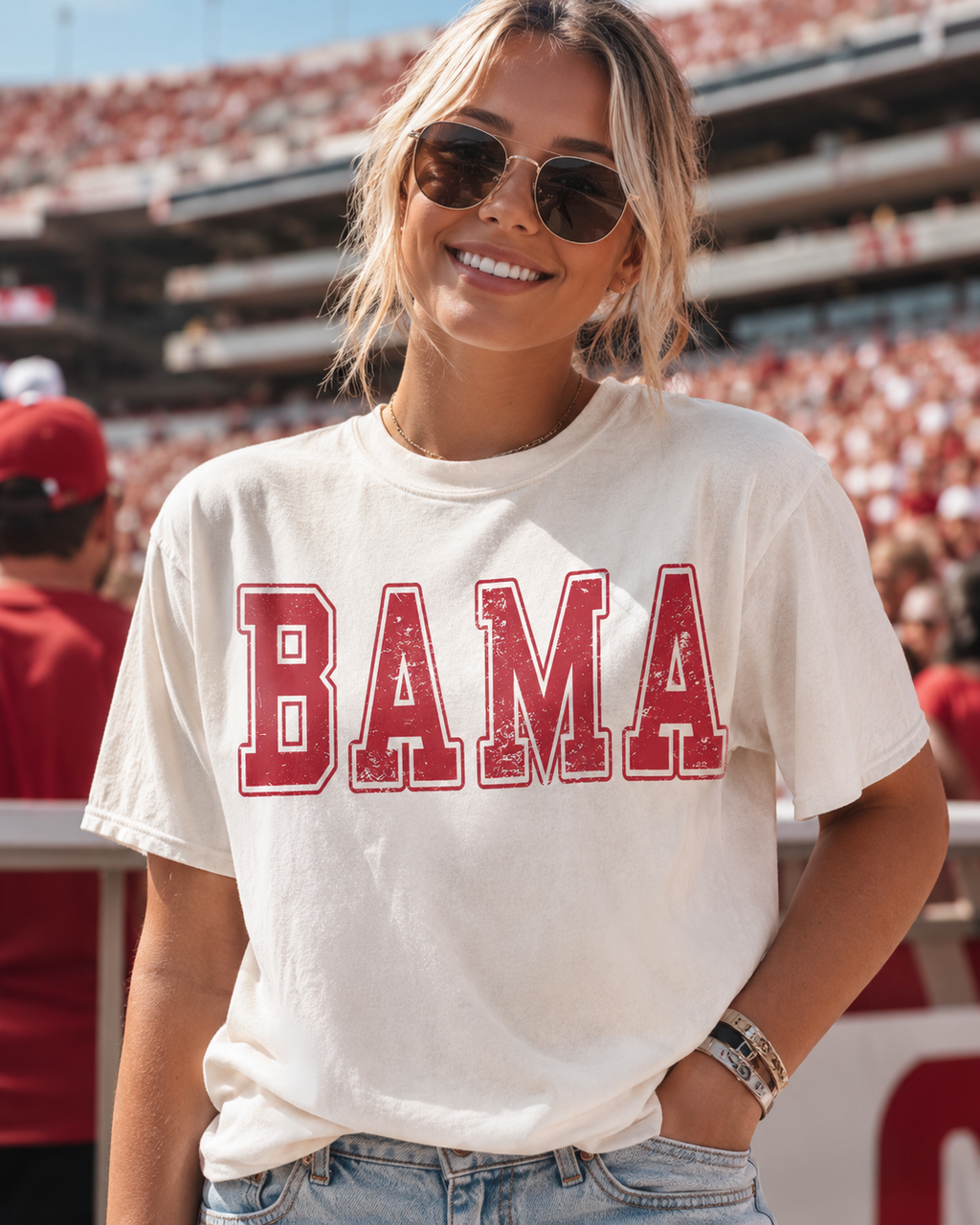 BAMA Distressed Varsity Graphic Tee - Alabama Game Day Shirt - Comfort Colors Unisex Fit Boutique Tee