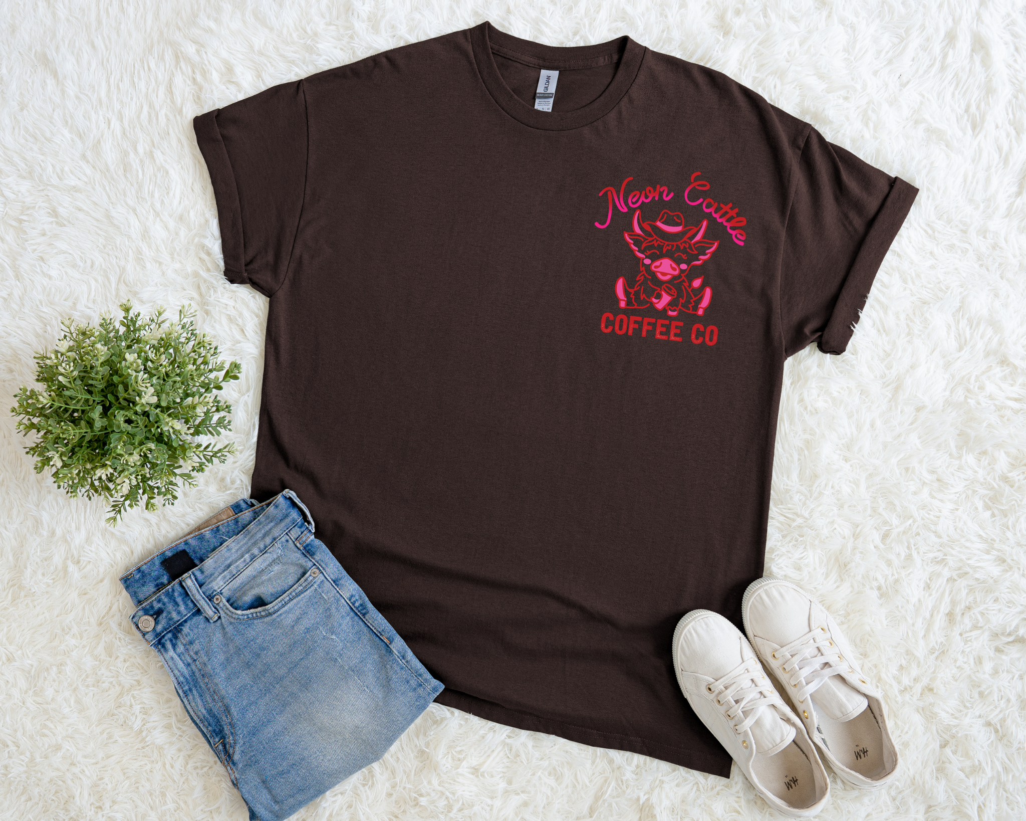 Support Tennessee Farmers (PINK) & Neon Cattle Coffee Co Tee | Pressed in Chaos Exclusive