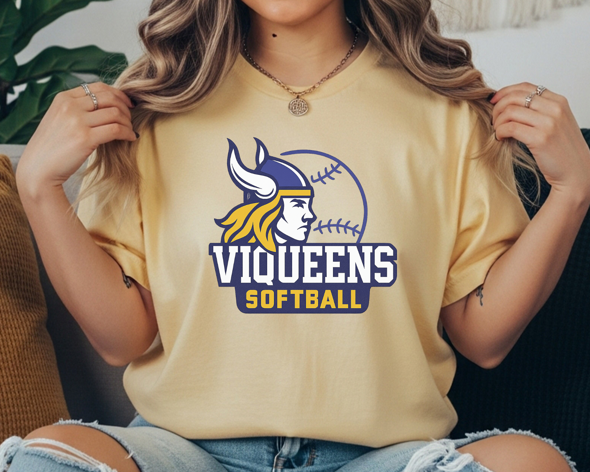 Viqueens Softball Comfort Colors Tee | Mascot Game Day Shirt