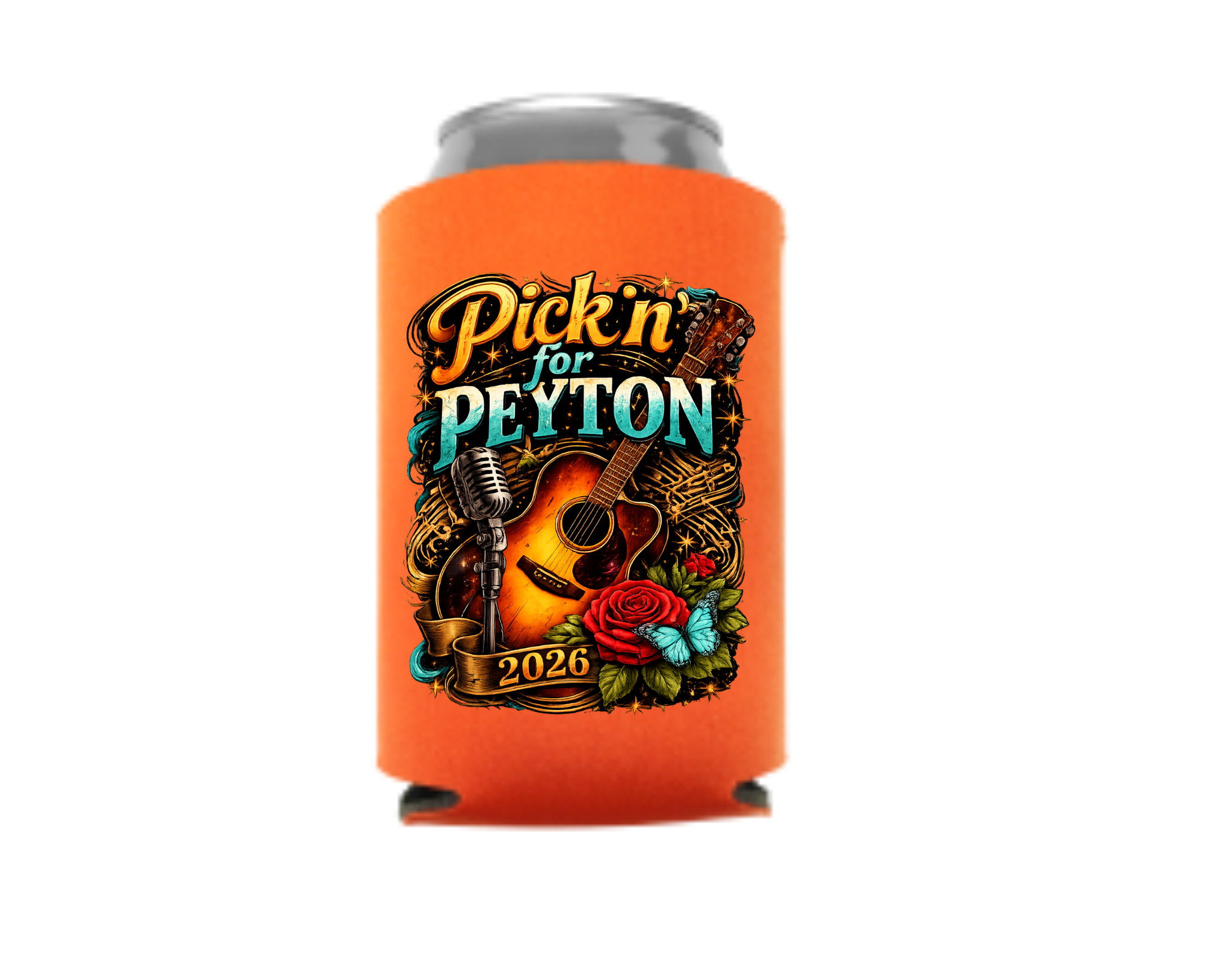 Pickin’ for Peyton 2026 Koozie | Fundraiser Drink Sleeve for Peyton Allison Scholarship Fund