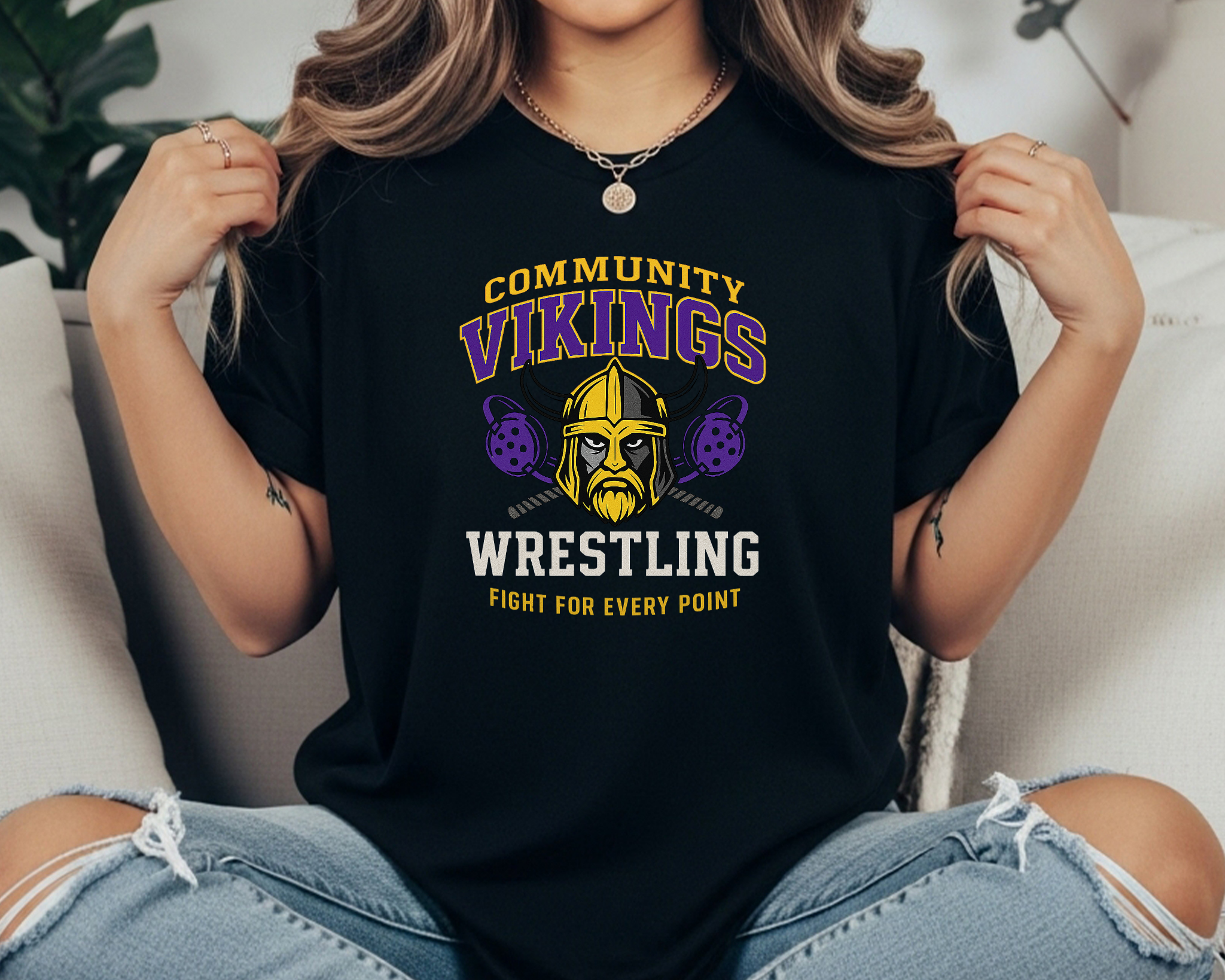 Community Vikings Wrestling Comfort Colors Tee | Fight for Every Point