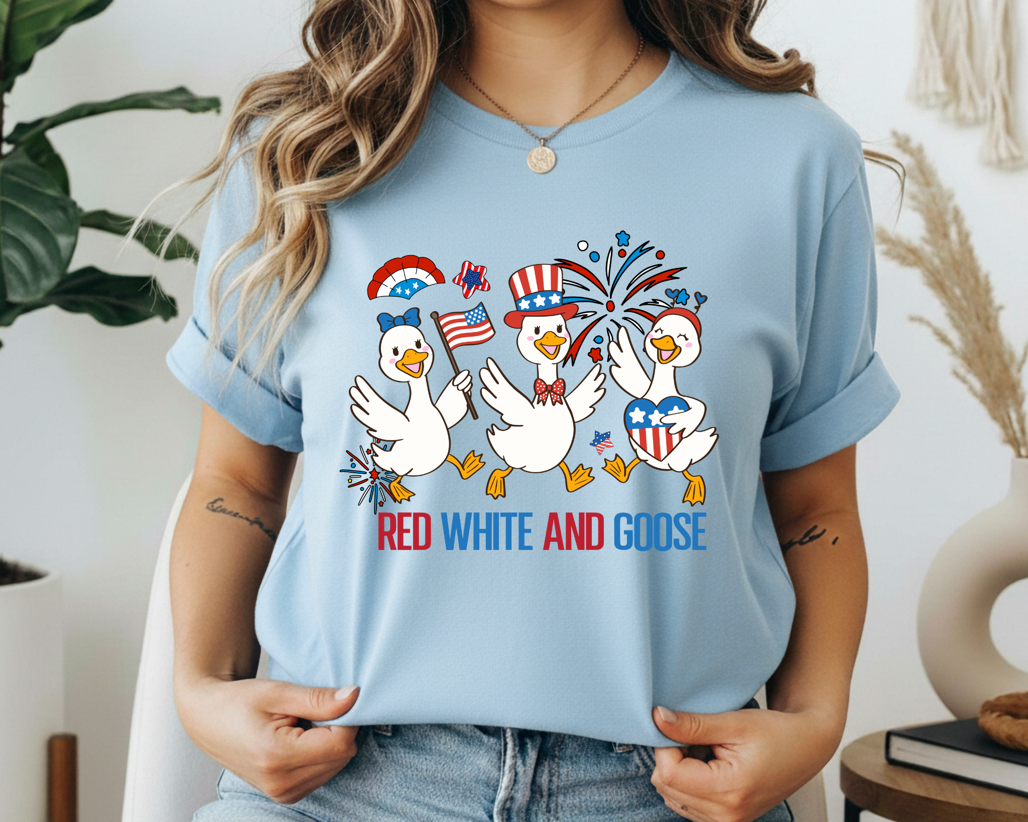 Red White and Goose Patriotic Shirt | Fourth of July Goose Tee