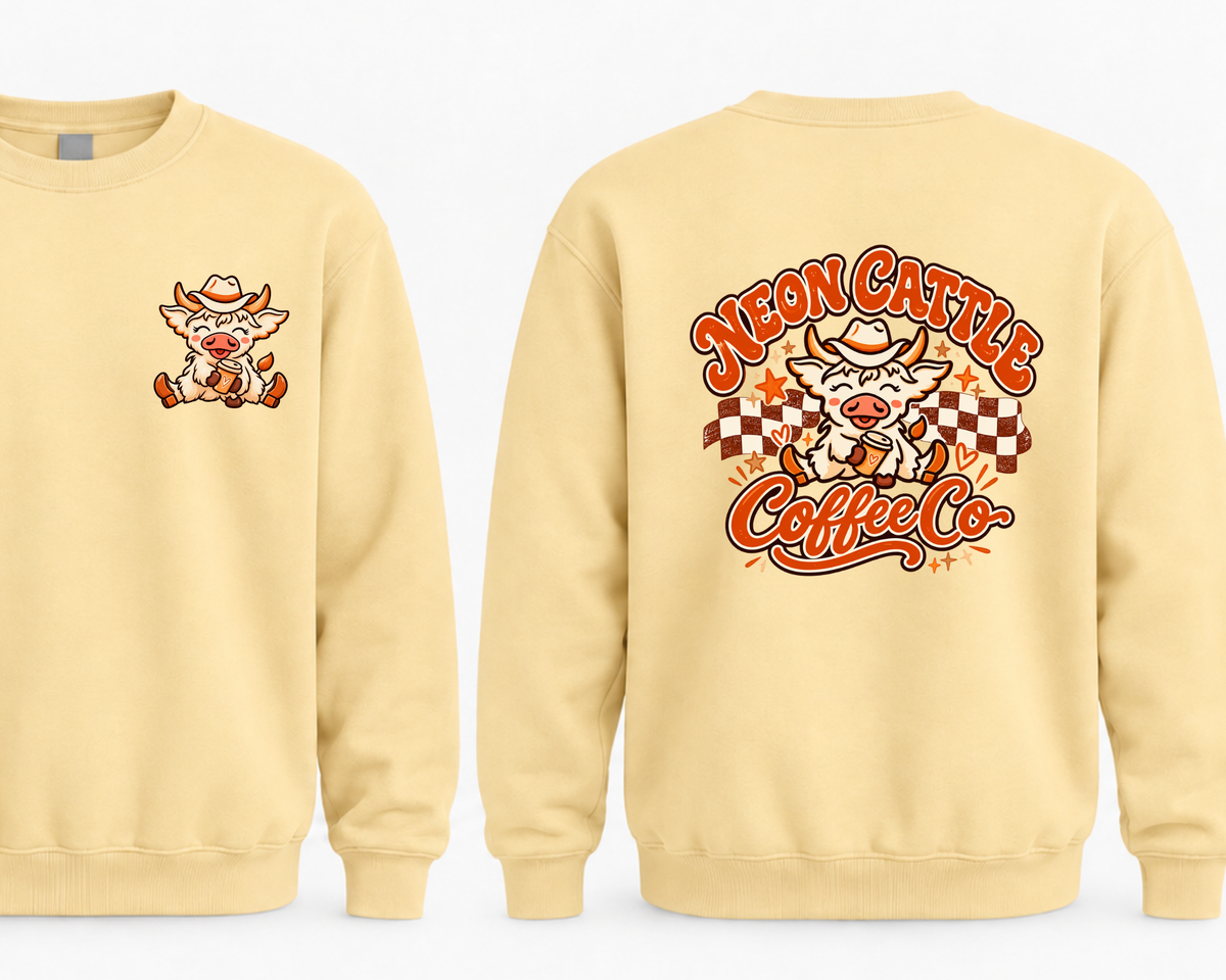 Neon Cattle Coffee Co. Checkered Cow Gildan SF000 Sweatshirt