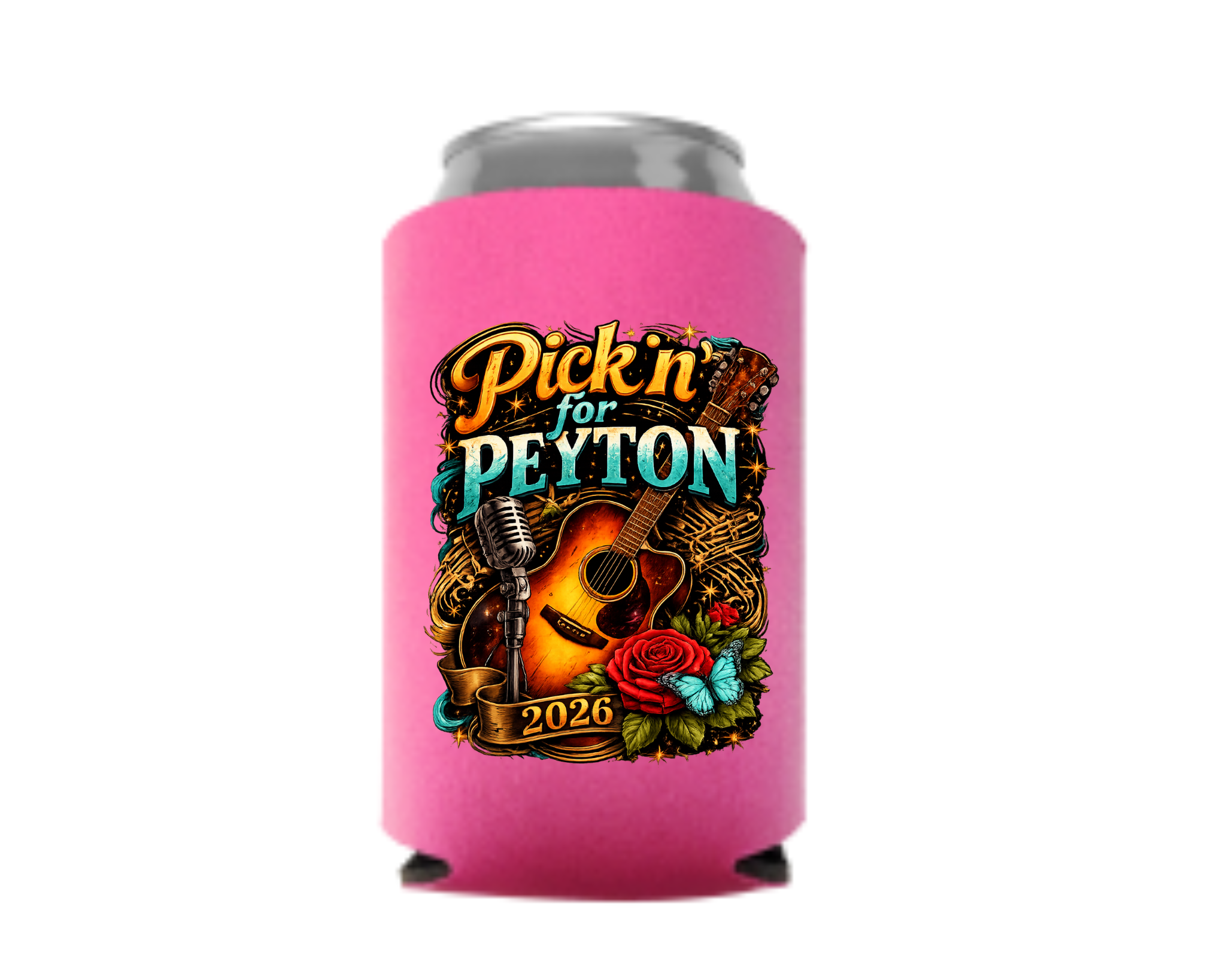 Pickin’ for Peyton 2026 Koozie | Fundraiser Drink Sleeve for Peyton Allison Scholarship Fund