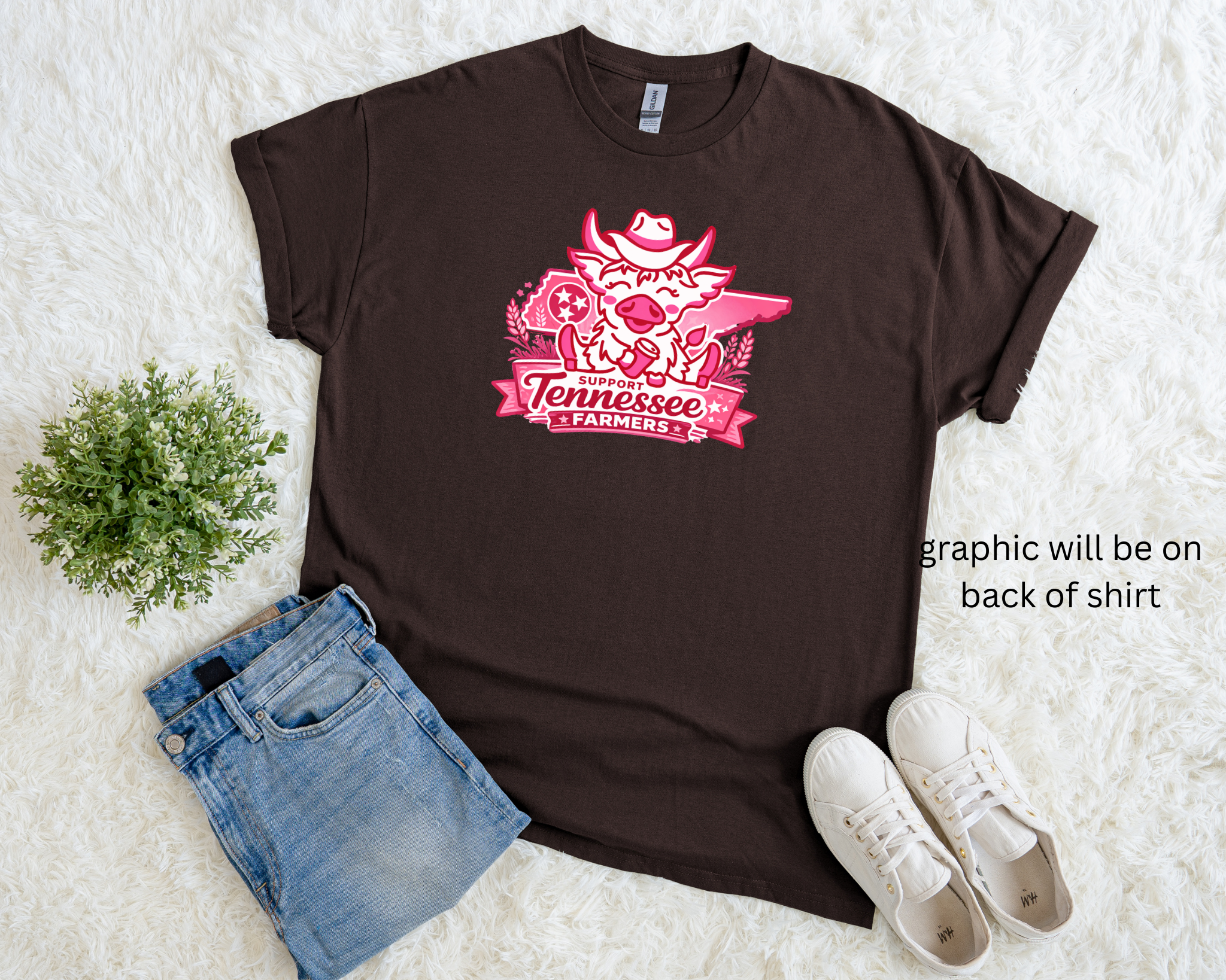 Support Tennessee Farmers (PINK) & Neon Cattle Coffee Co Tee | Pressed in Chaos Exclusive