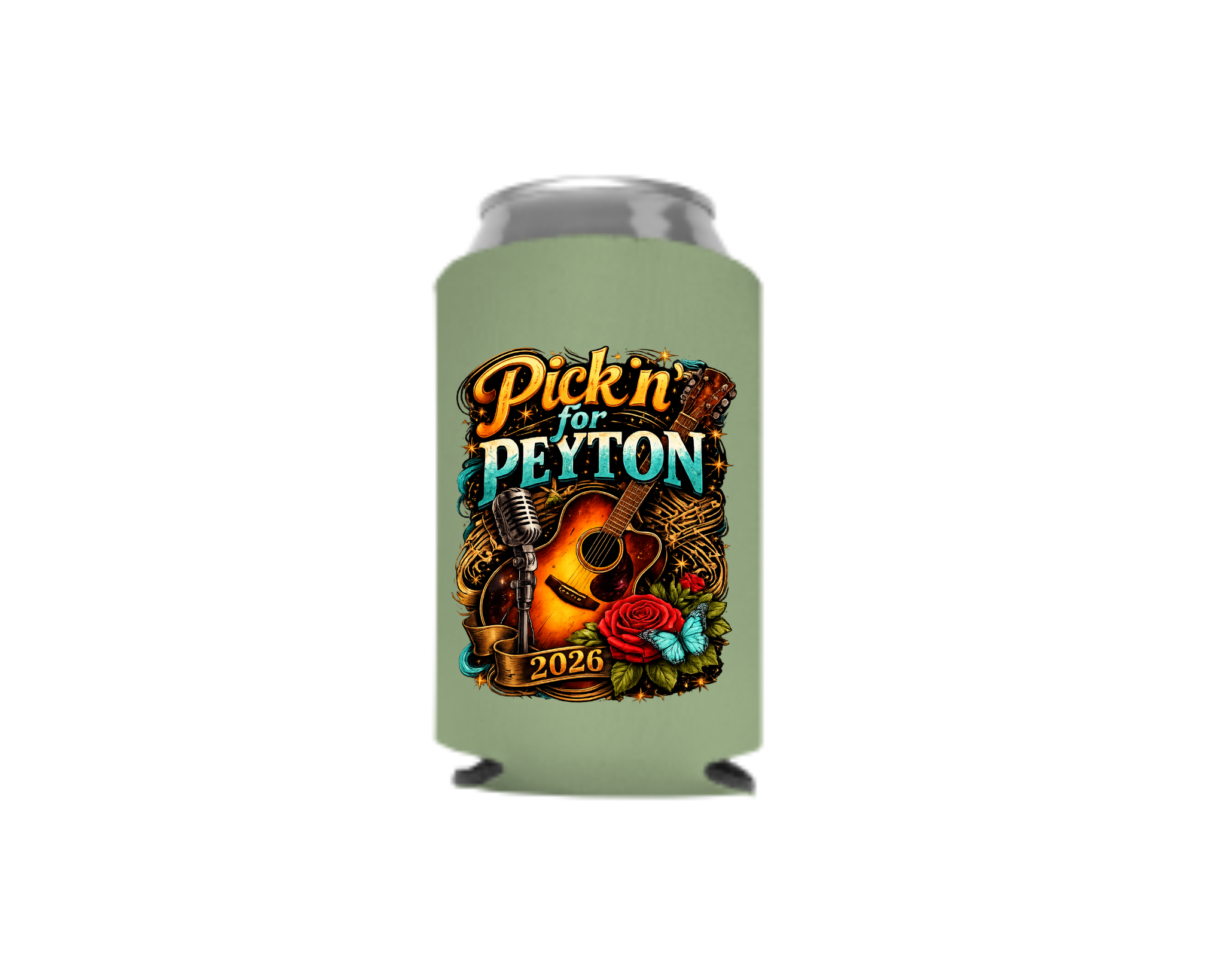 Pickin’ for Peyton 2026 Koozie | Fundraiser Drink Sleeve for Peyton Allison Scholarship Fund