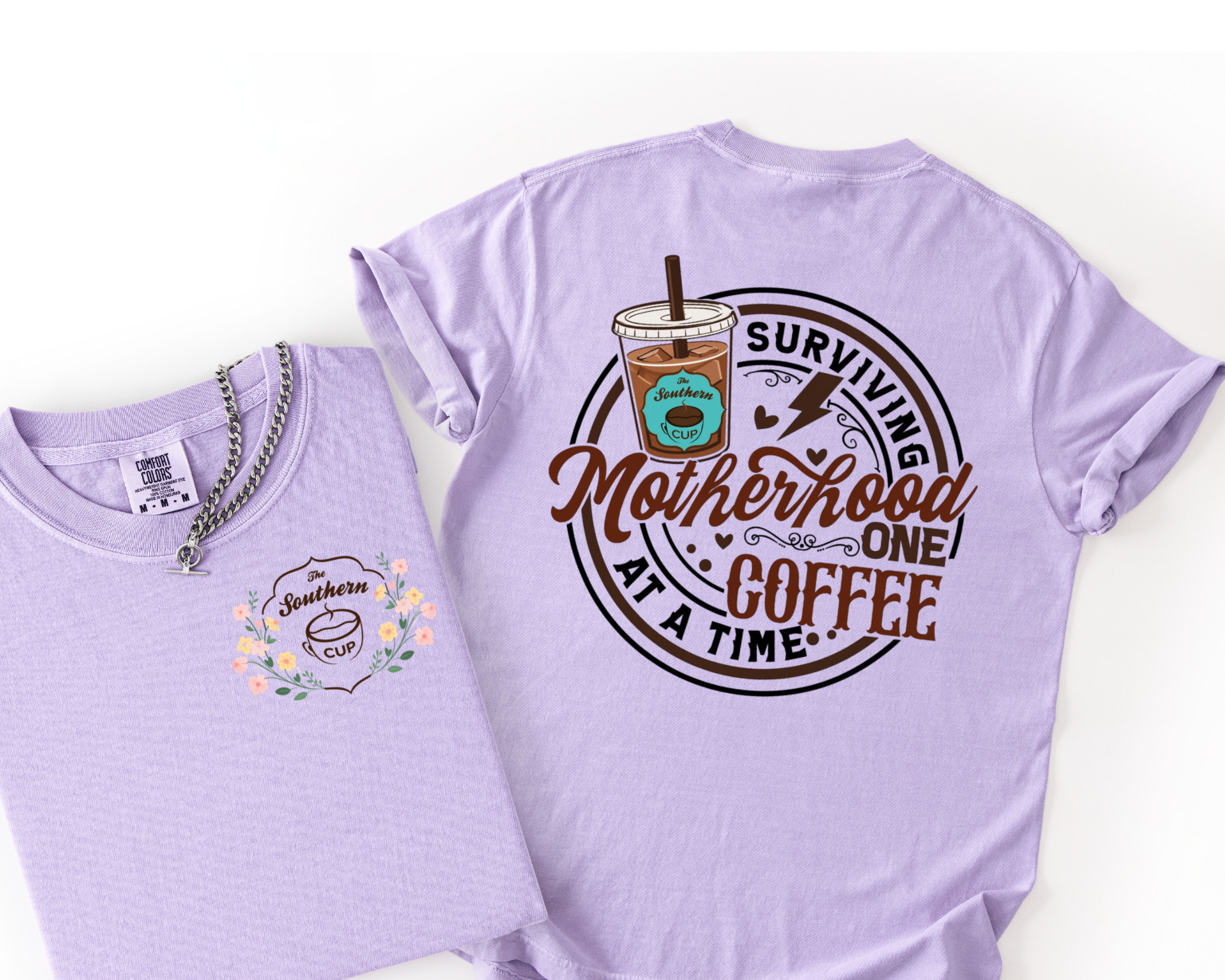 Surviving Motherhood One Coffee at a Time Comfort Colors Tee | The Southern Cup Exclusive