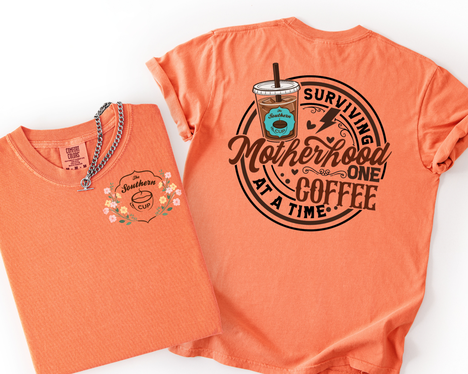 Surviving Motherhood One Coffee at a Time Comfort Colors Tee | The Southern Cup Exclusive