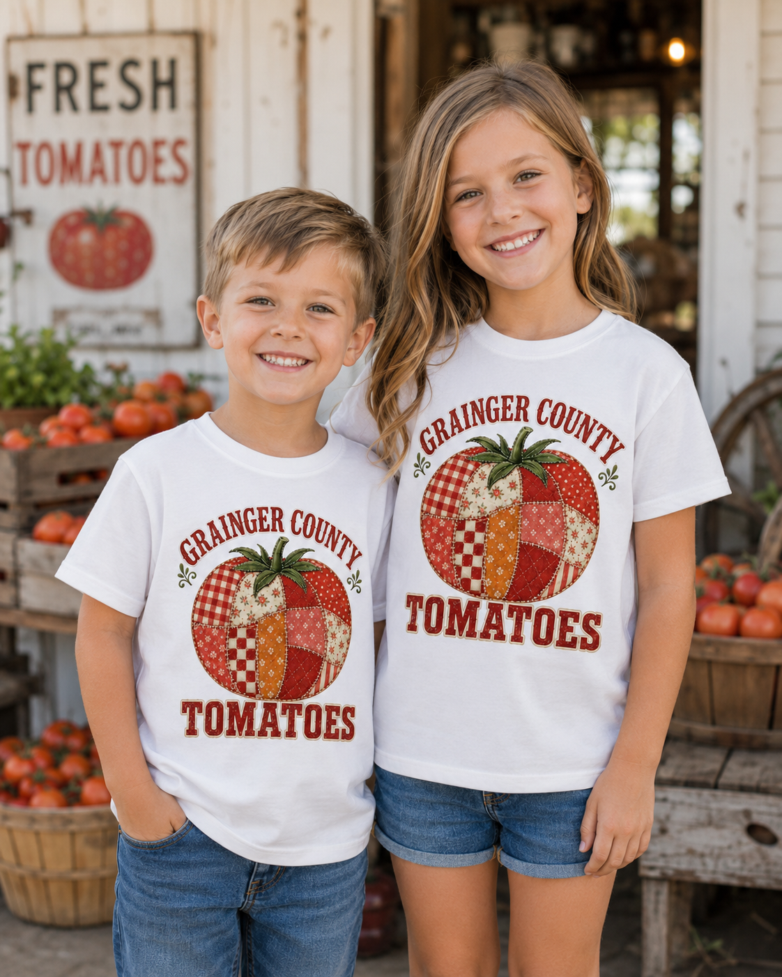 Grainger County Tomatoes Patchwork Tomato Shirt - Exclusive Design