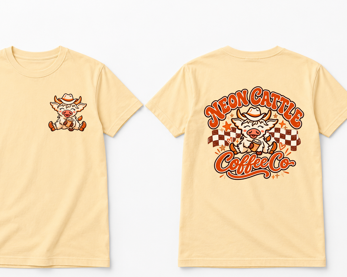 Neon Cattle Coffee Co. Checkered Gildan Tee