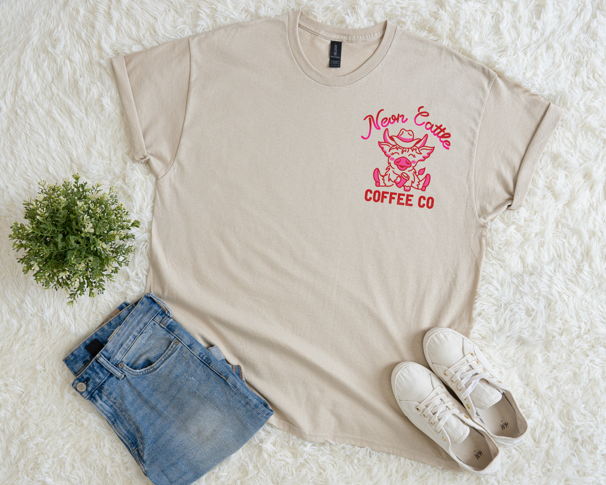 Support Tennessee Farmers (PINK) & Neon Cattle Coffee Co Tee | Pressed in Chaos Exclusive