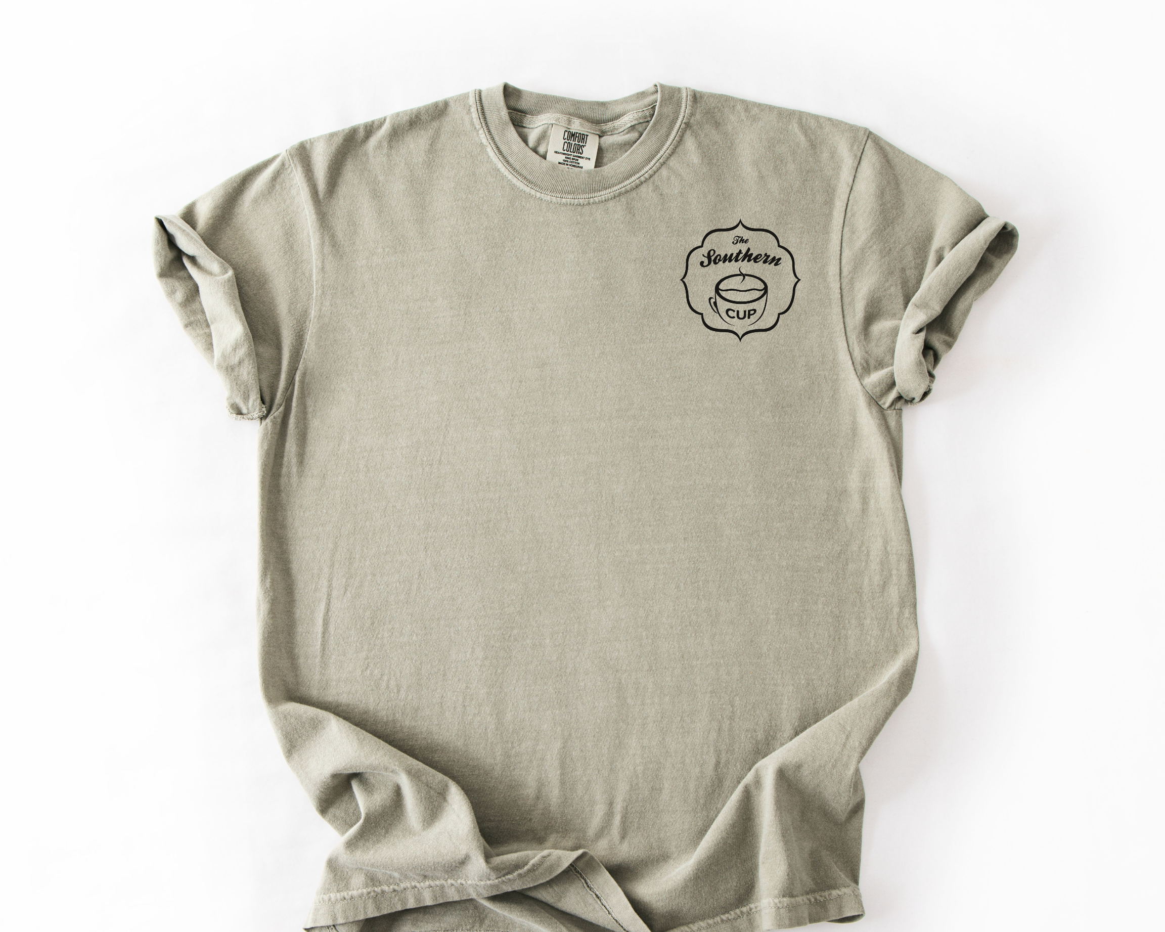 The Southern Cup Black Logo Comfort Colors Pocket Tee