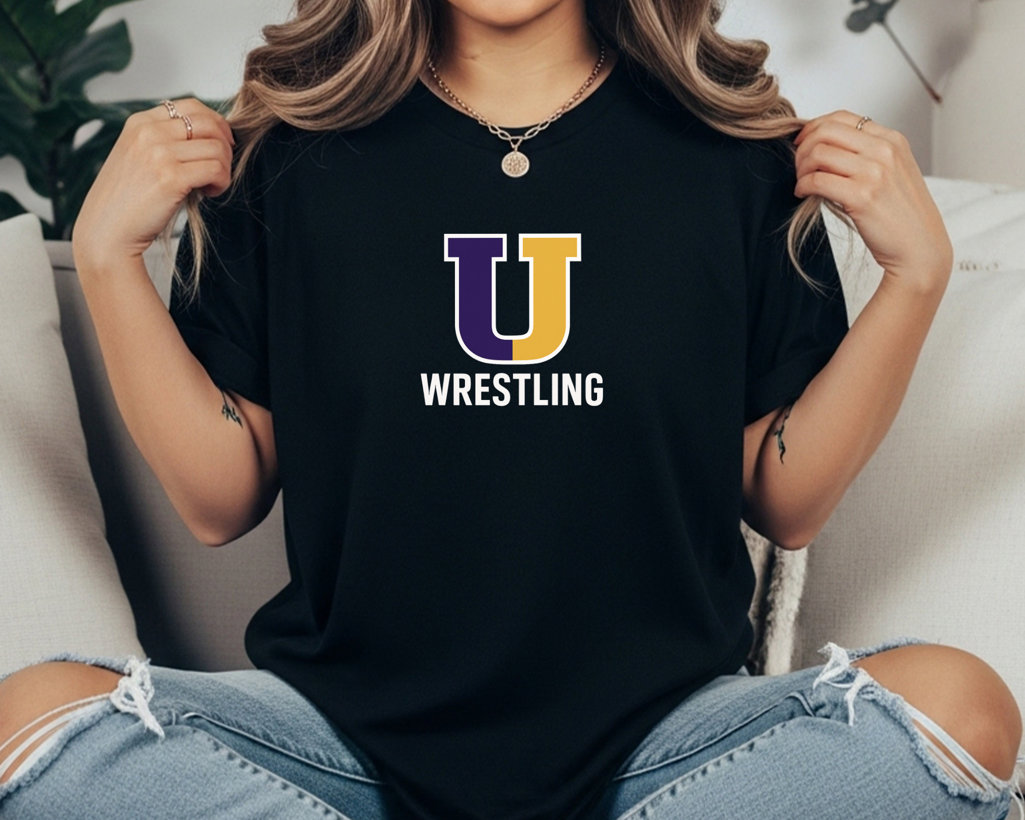 U Wrestling Comfort Colors Tee| Purple & Gold Pride