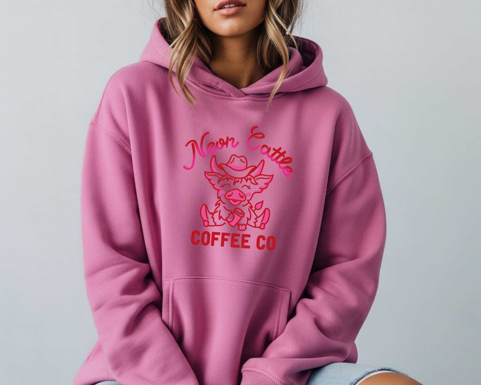 Neon Cattle Coffee Co Valentine Hoodie – Black Pullover Sweatshirt (Limited Edition)