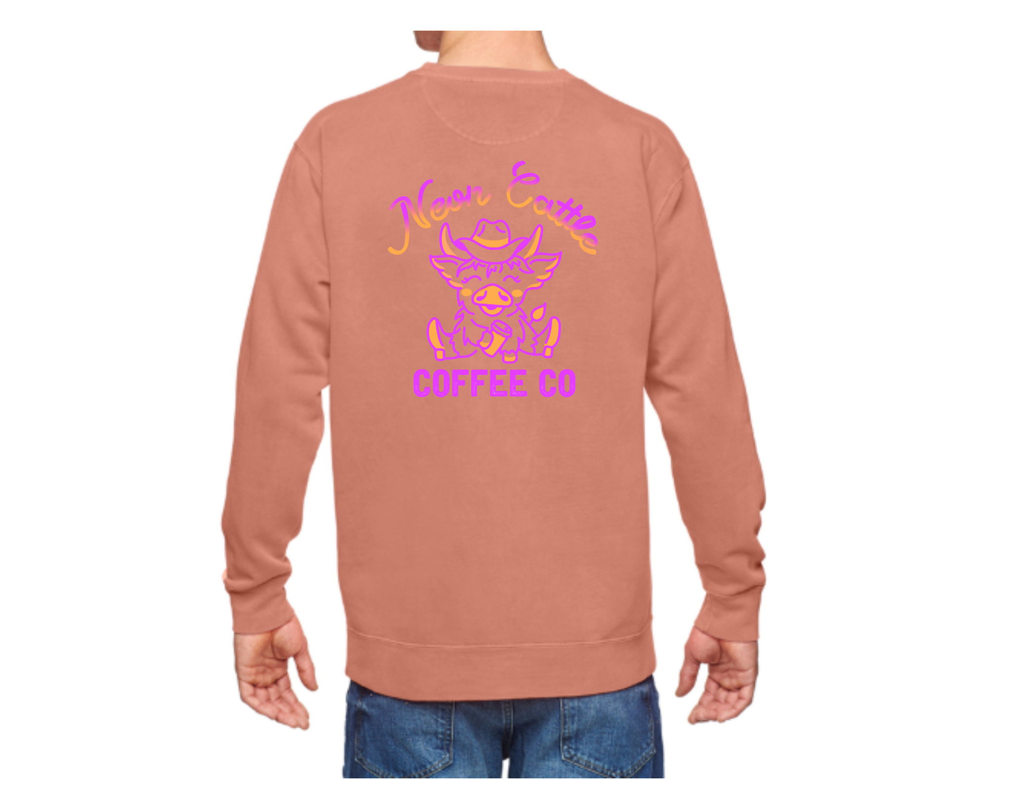 Neon Cattle Coffe Co Comfort Colors Crewneck