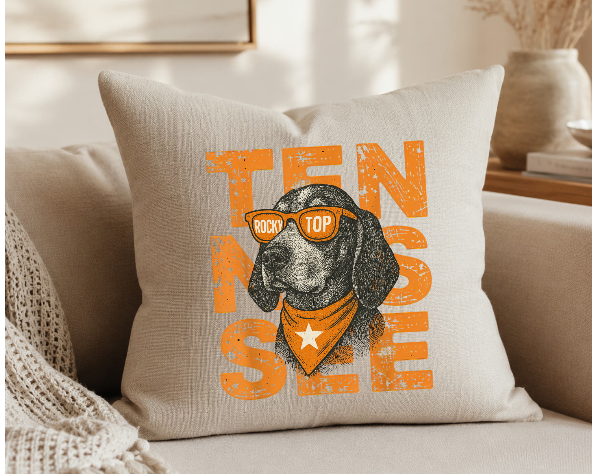 Rocky Top Tennessee 20x20 Waterproof Lined Throw Pillow Cover | Vols Inspired Porch Pillow Case