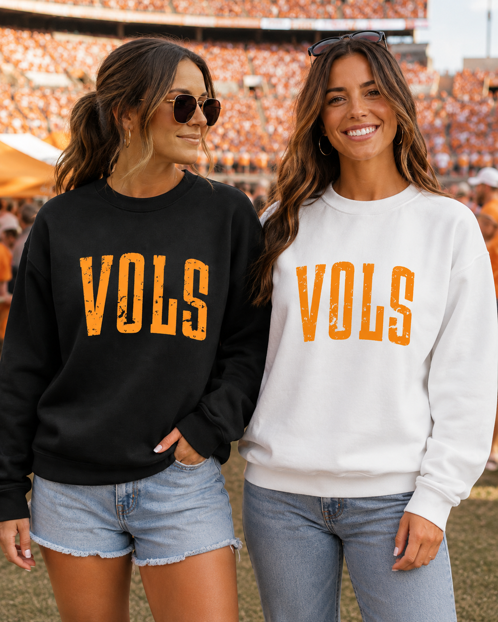 VOLS Distressed Sweatshirt - Tennessee Game Day Crewneck - Gildan Unisex Fit Football Pullover