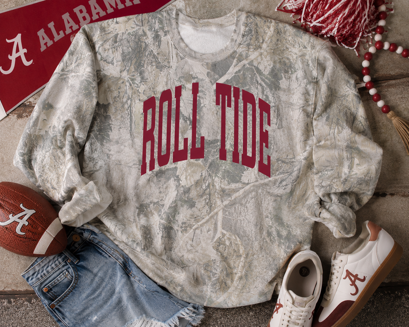 Roll Tide Distressed Sweatshirt - Game Day Crewneck - College Football Fan Pullover
