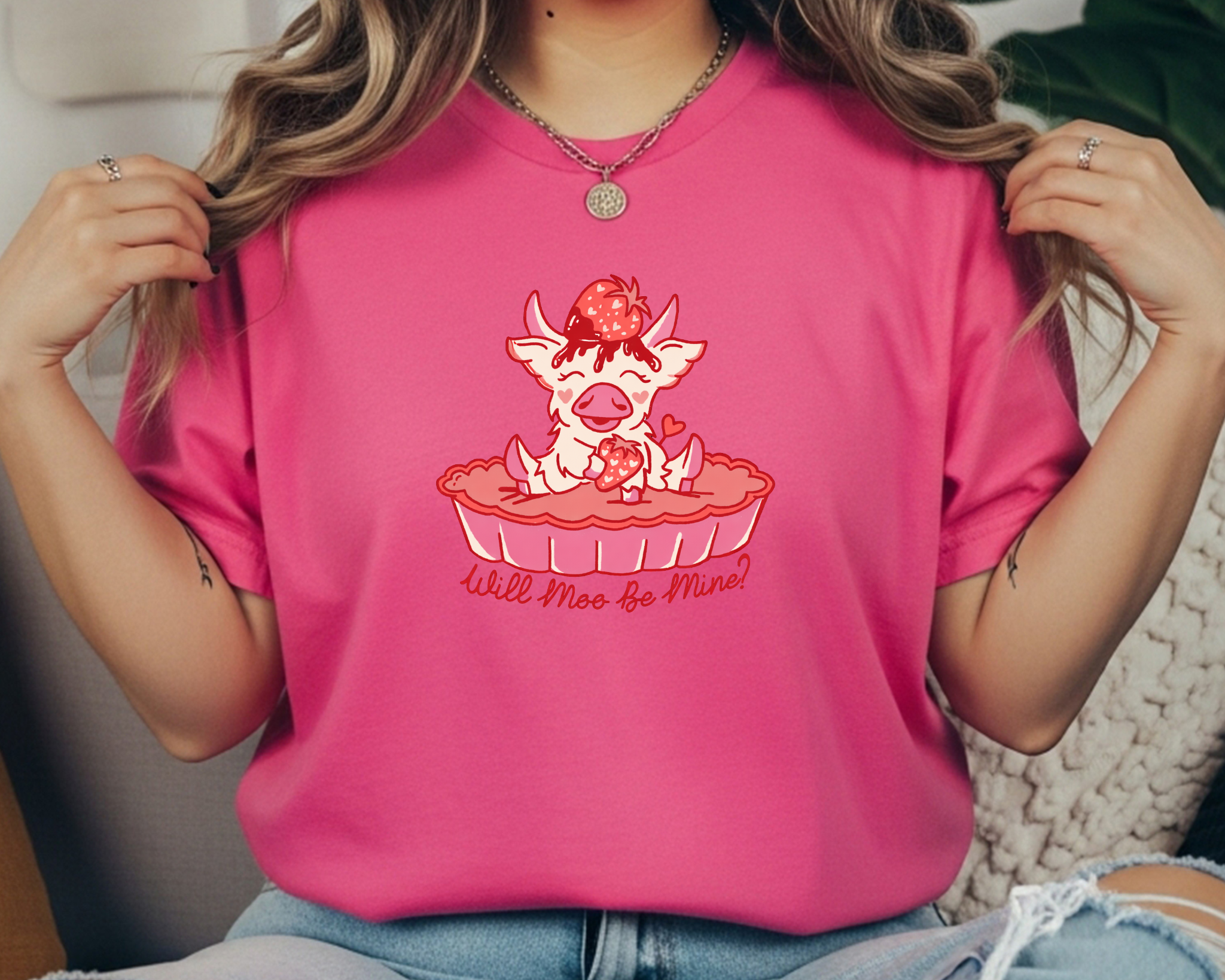 Will Moo Be Mine? Neon Cattle Coffee Co: Limited Edition Comfort Colors Tee