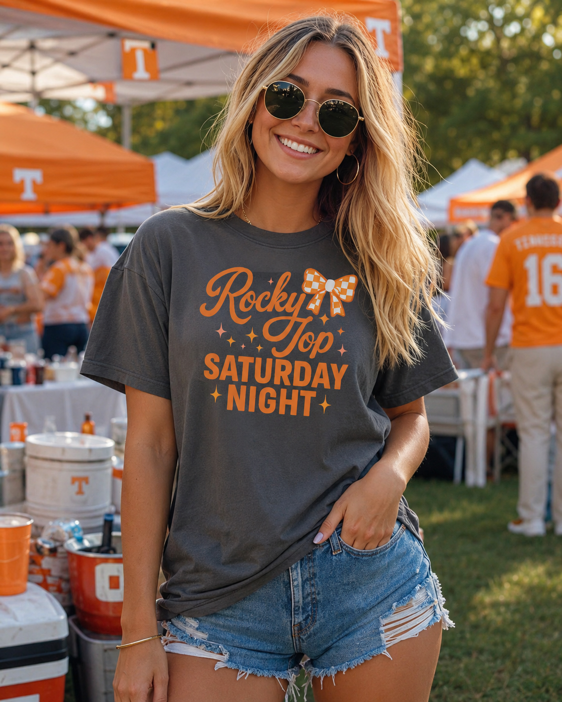 Rocky Top Saturday Night Graphic Tee - Tennessee Game Day Shirt - Exclusive Boutique Design - Gildan Unisex Fit Tee