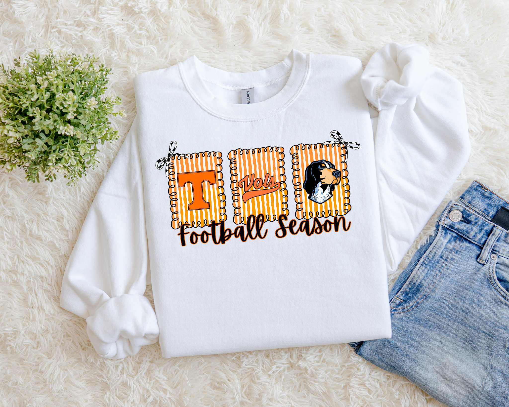 Vols Football Season Sweatshirt – Cute Bow & Smokey Tennessee Crewneck