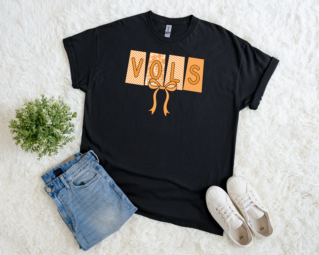 VOLS Bow Game Day Graphic Tee - Tennessee Football Shirt - Gildan Unisex Fit Boutique Tee