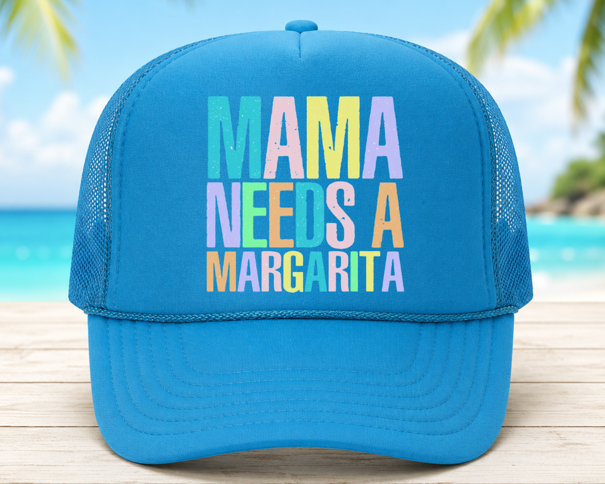 Mama Needs a Margarita Foam Trucker Hat – Pink Summer Graphic Mesh Cap