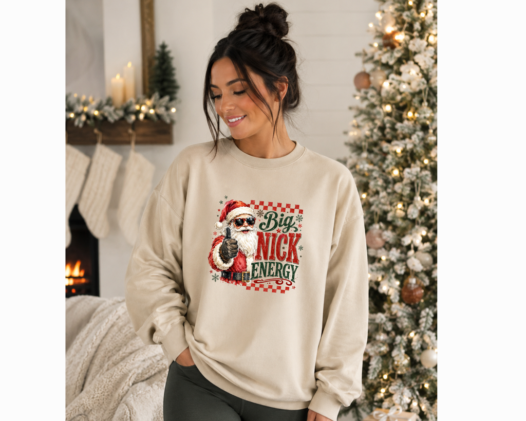 Big Nick Energy Christmas Sweatshirt - Funny Santa Holiday Crewneck - Gildan Unisex Fit Christmas Sweatshirt