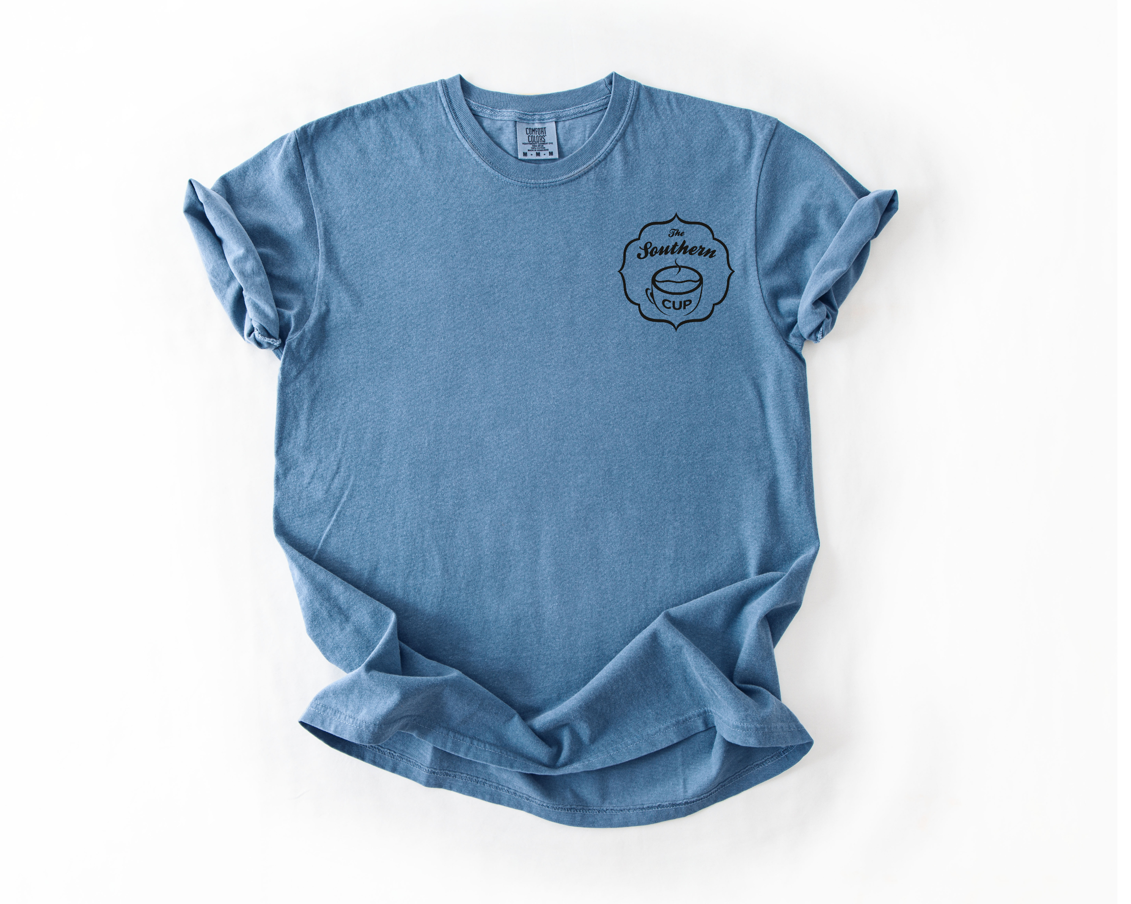 The Southern Cup Black Logo Comfort Colors Pocket Tee