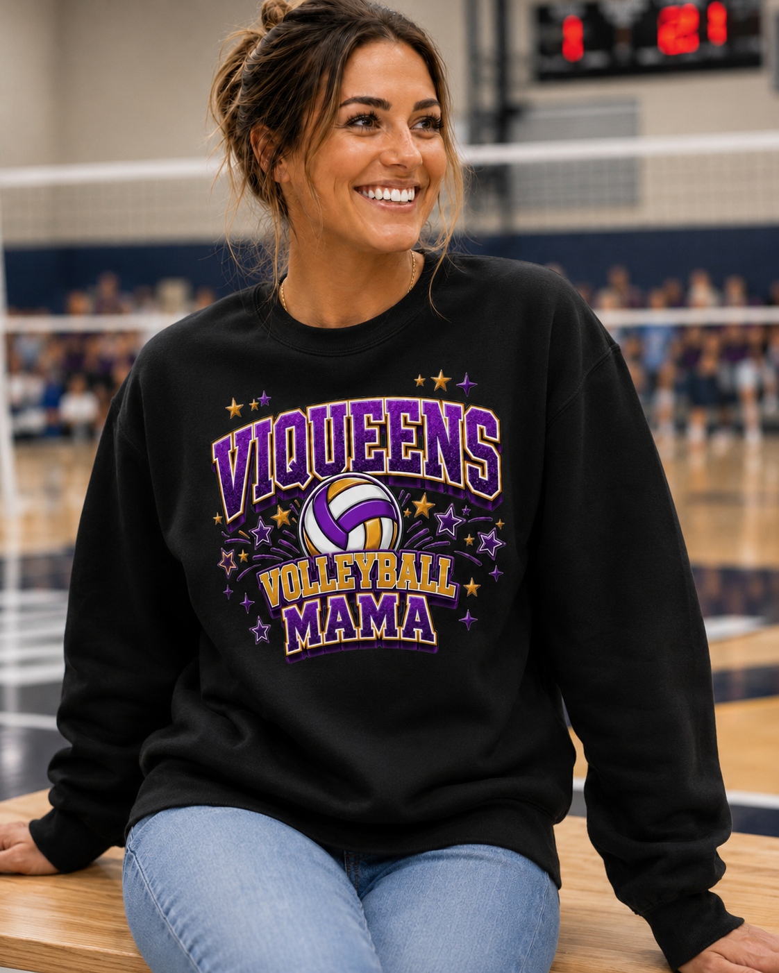 Viqueens Volleyball Mama Sweatshirt - Gildan Crewneck CHS Spirit Wear
