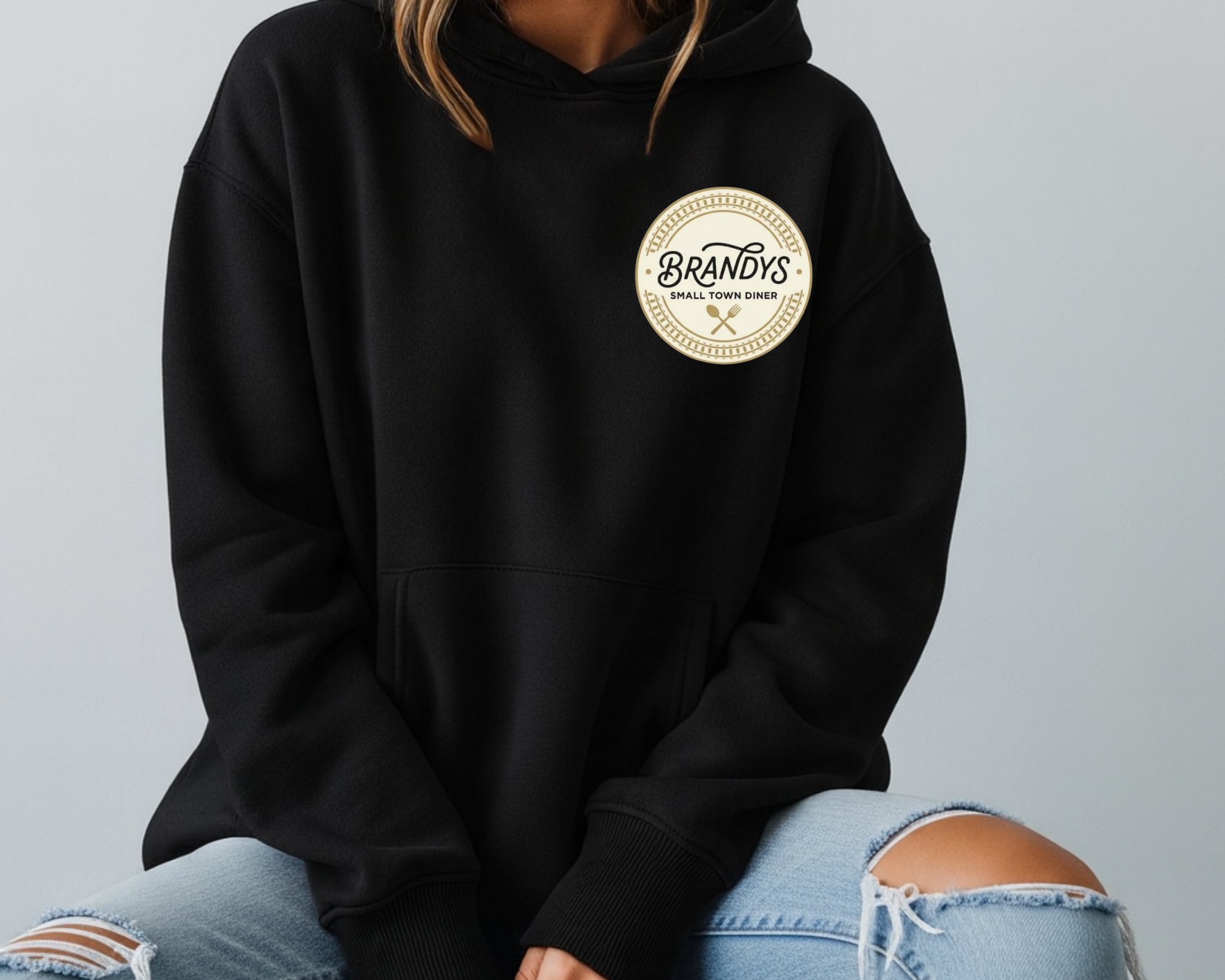 Brandy’s Small Town Diner Gildan Hoodie | Official Pocket Logo Sweatshirt