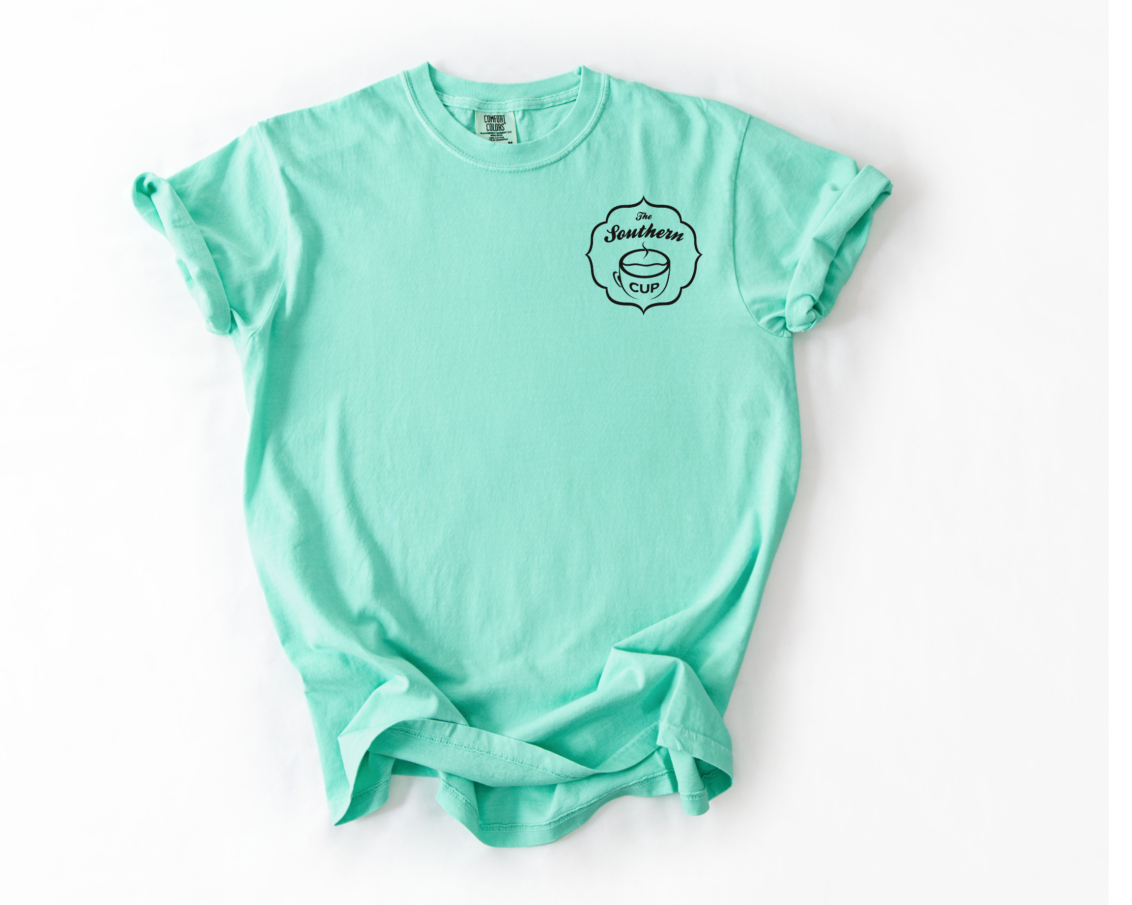 The Southern Cup Black Logo Comfort Colors Pocket Tee