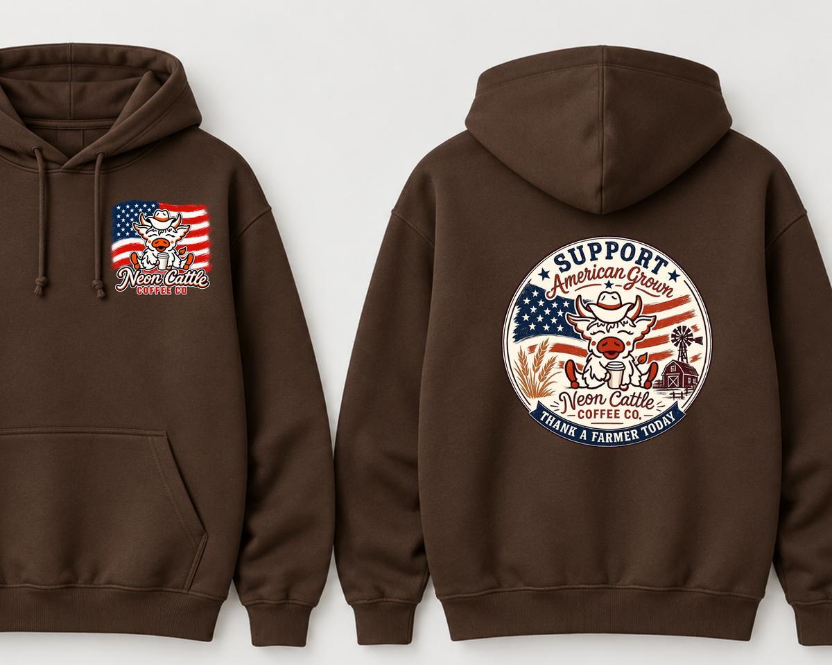 Neon Cattle Coffee Co. American Grown Gildan Hoodie