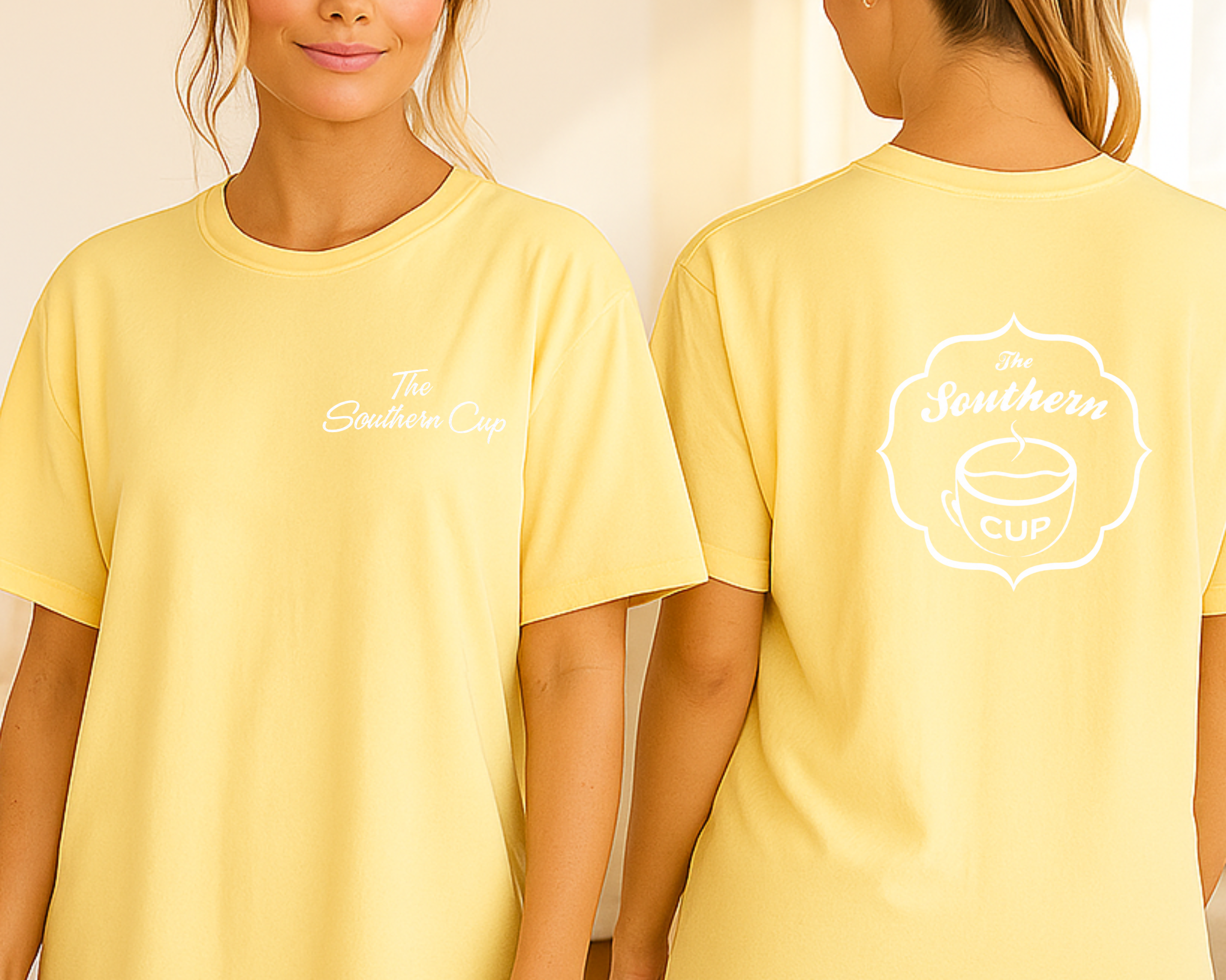 Southern Cup White Script Comfort Colors Tee | Pastel Pocket Logo T-Shirt