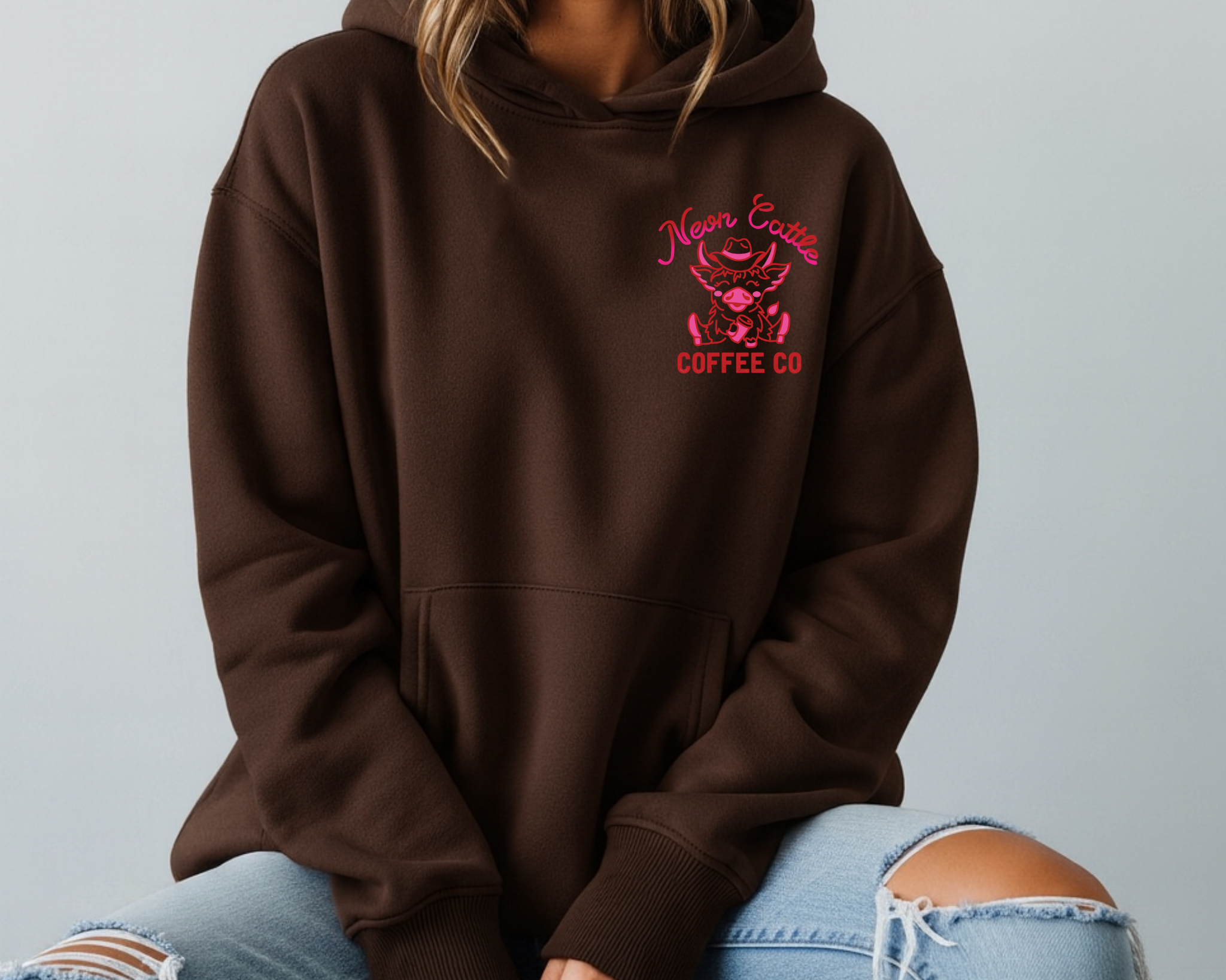 Support Tennessee Farmers & Neon Cattle Coffee Co Hoodie (pink font)  | Pressed in Chaos Exclusive