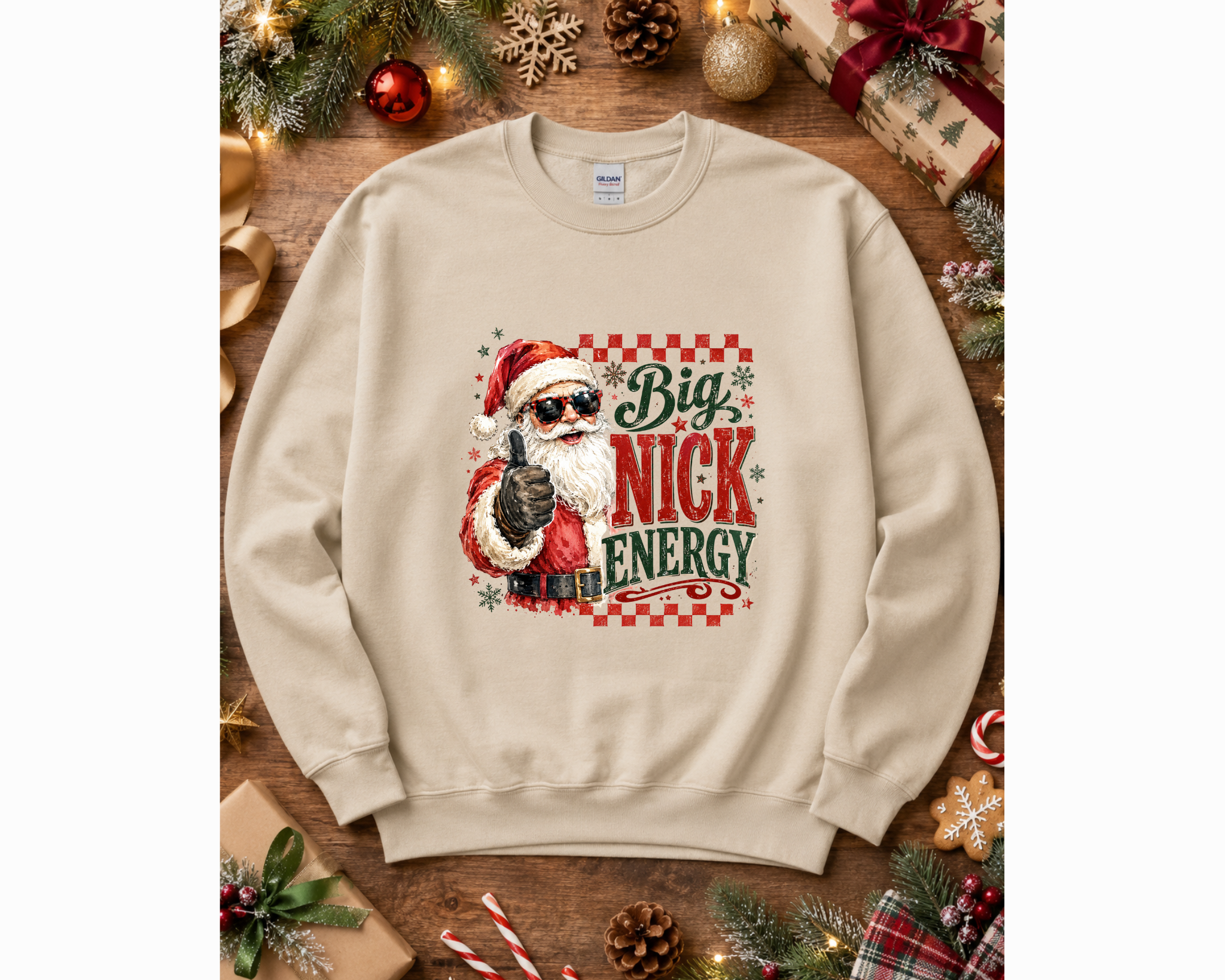 Big Nick Energy Christmas Sweatshirt - Funny Santa Holiday Crewneck - Gildan Unisex Fit Christmas Sweatshirt