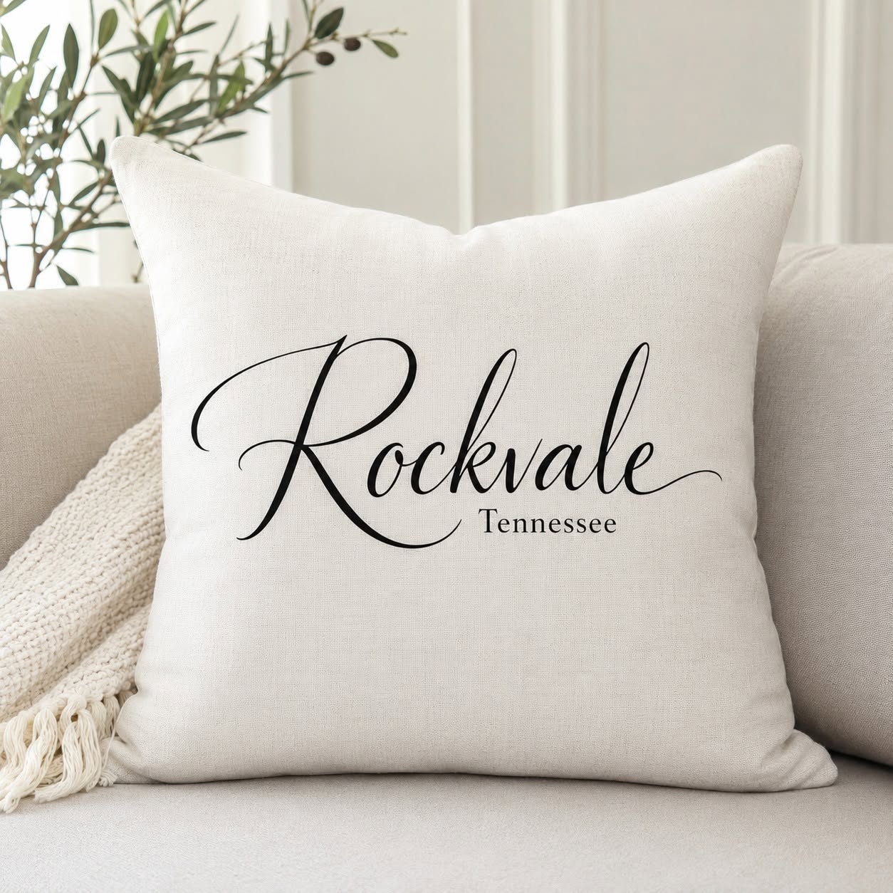 Rockvale Tennessee Throw Pillow Cover | Elegant Southern Farmhouse Pillow