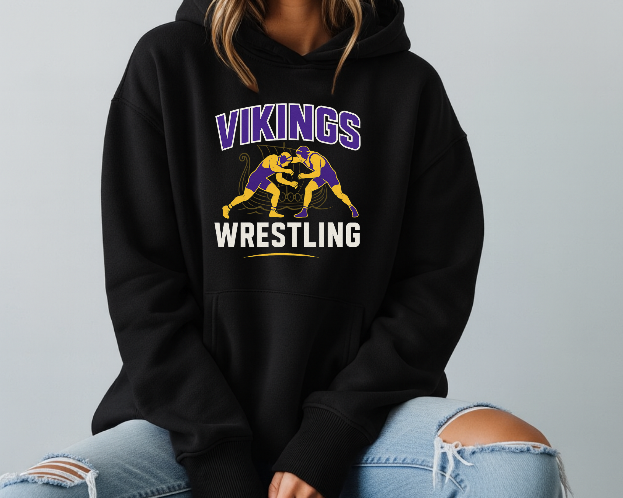 Vikings Wrestling Hoodie | Purple & Gold Grapplers