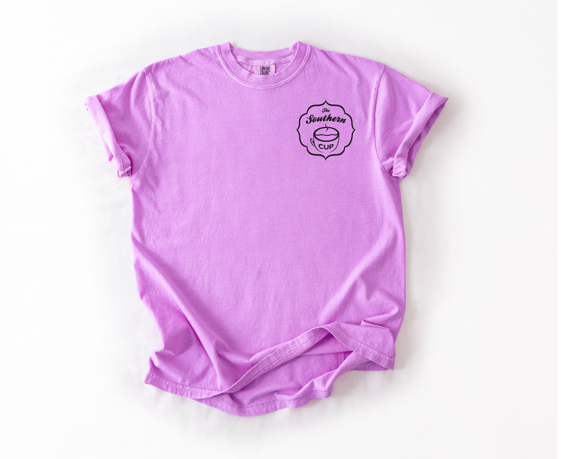 The Southern Cup Black Logo Comfort Colors Pocket Tee