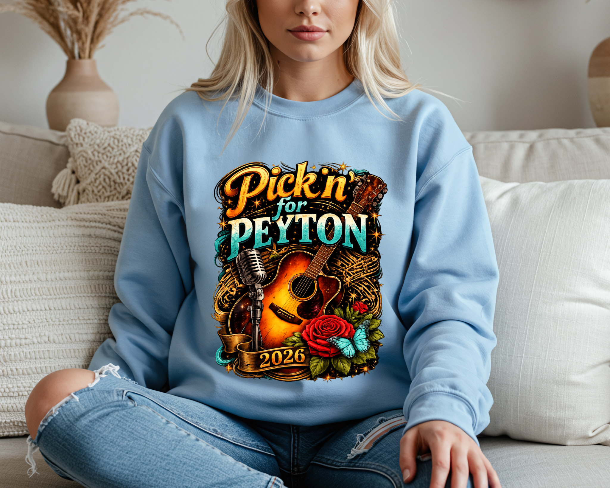 Pickin’ for Peyton 2026 Gildan Sweatshirt | Fundraiser Crewneck for Peyton Allison Scholarship Fund