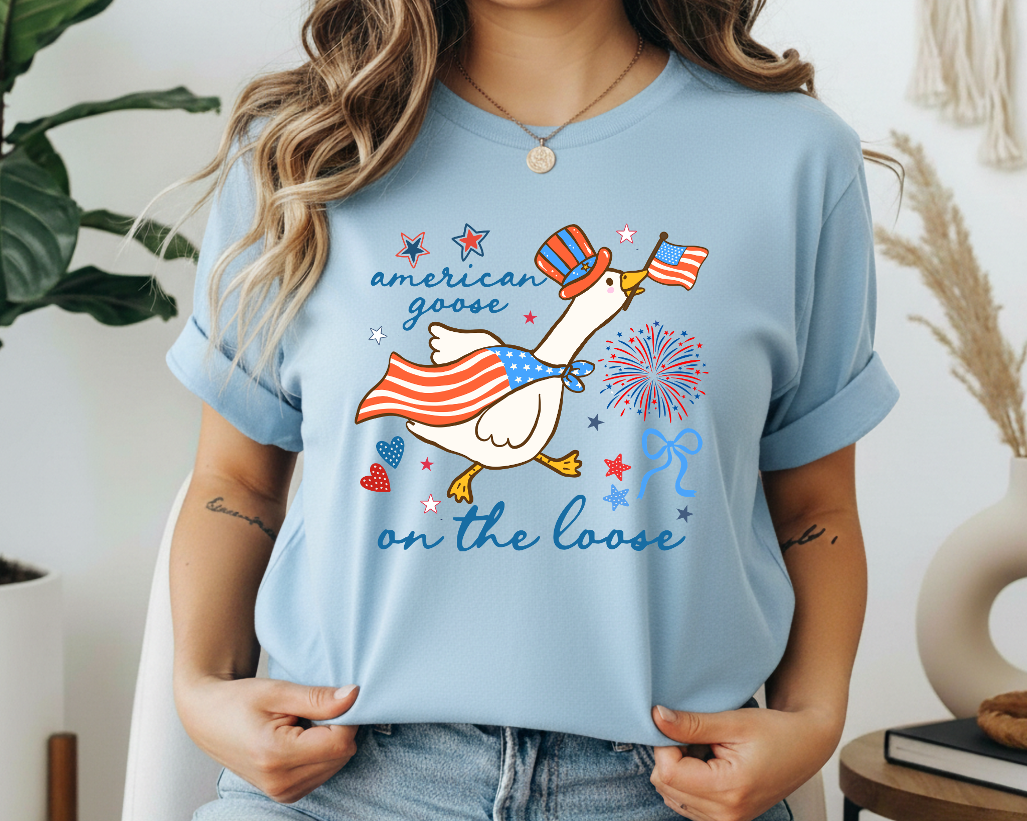 American Goose on the Loose Patriotic Shirt | Fourth of July Goose Tee