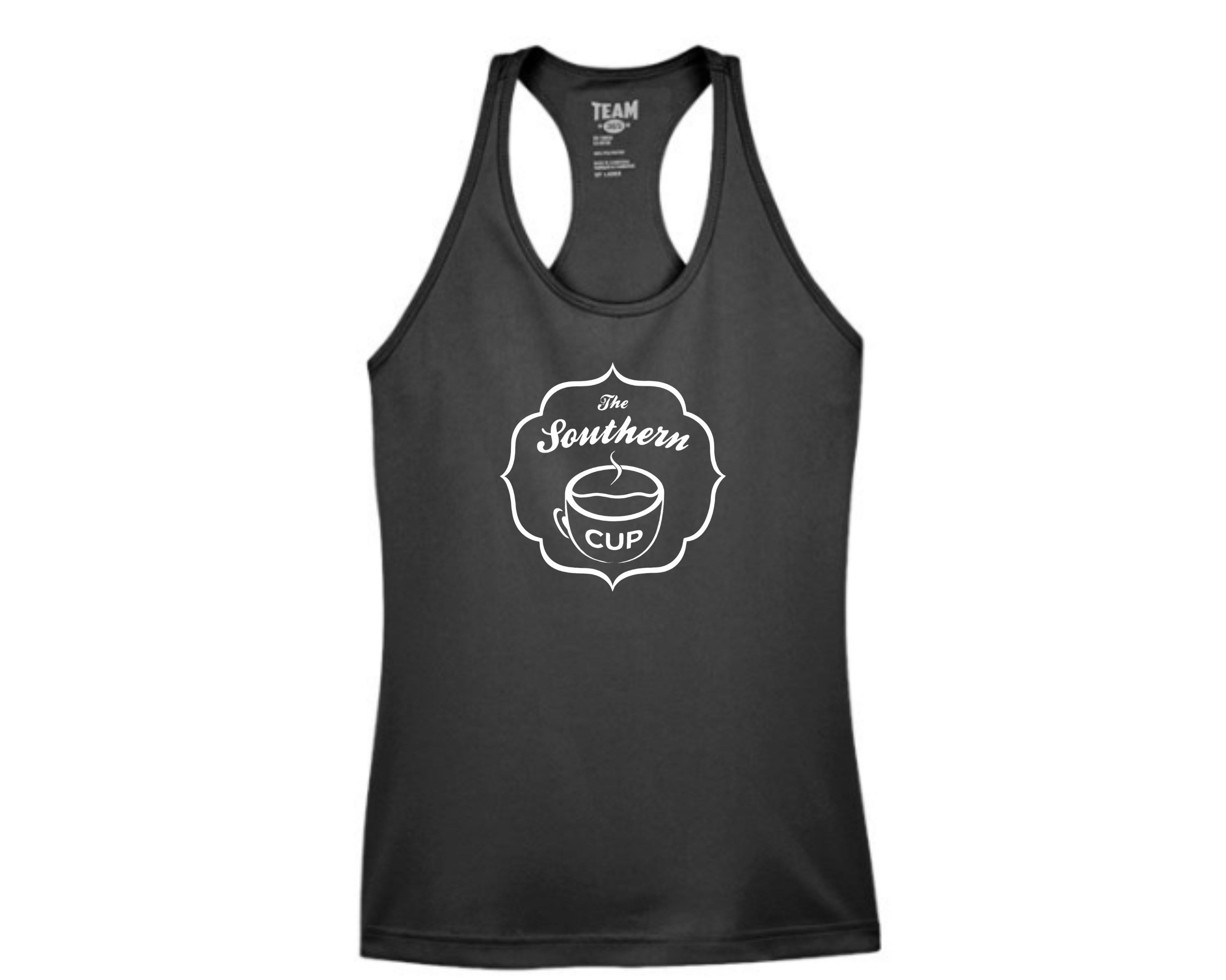 The Southern Cup Women’s Performance Racerback Tank | Moisture-Wicking Coffee Shop Logo Tank