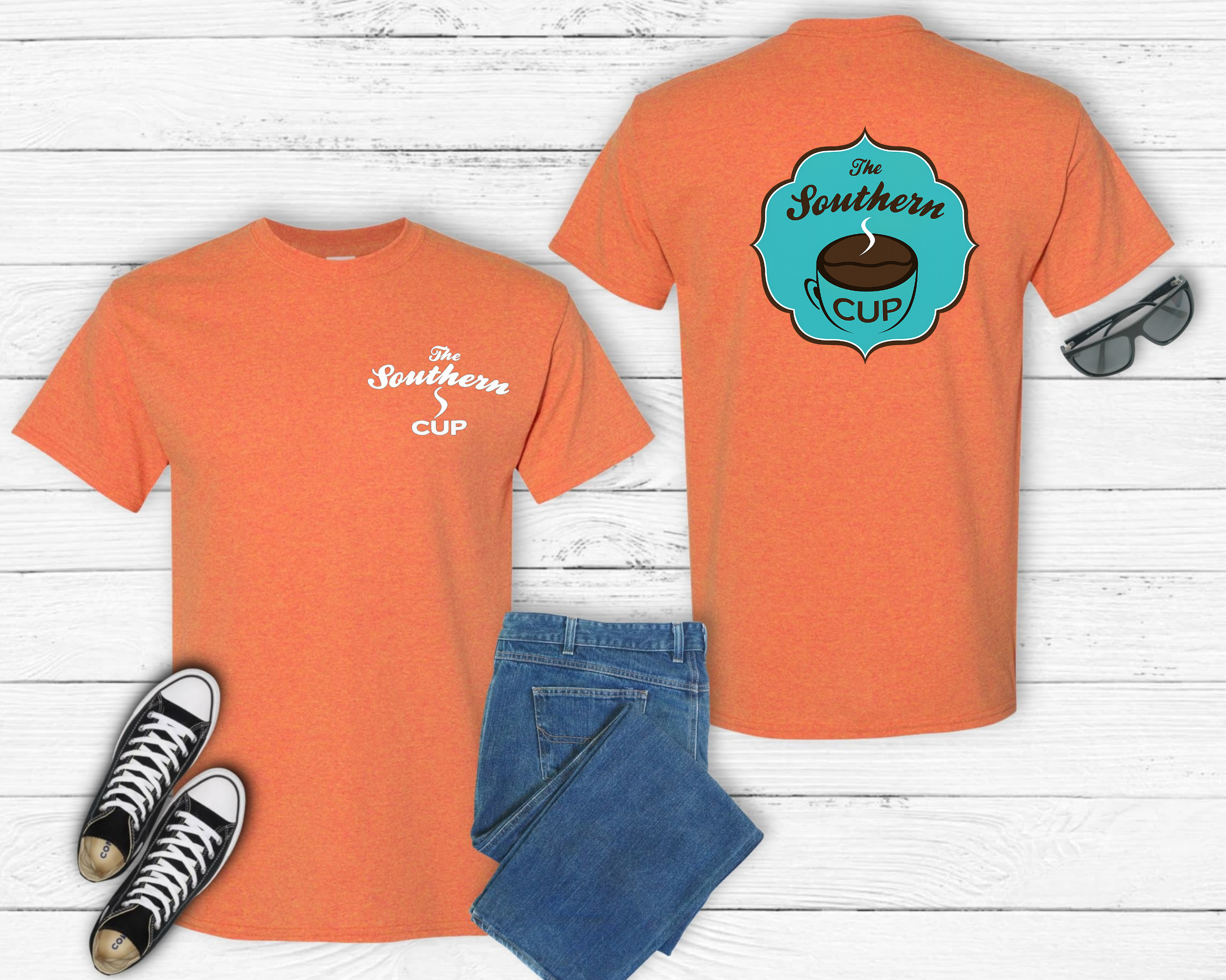 The Southern Cup Gildan Tee | White Front Logo with Mint Back Graphic