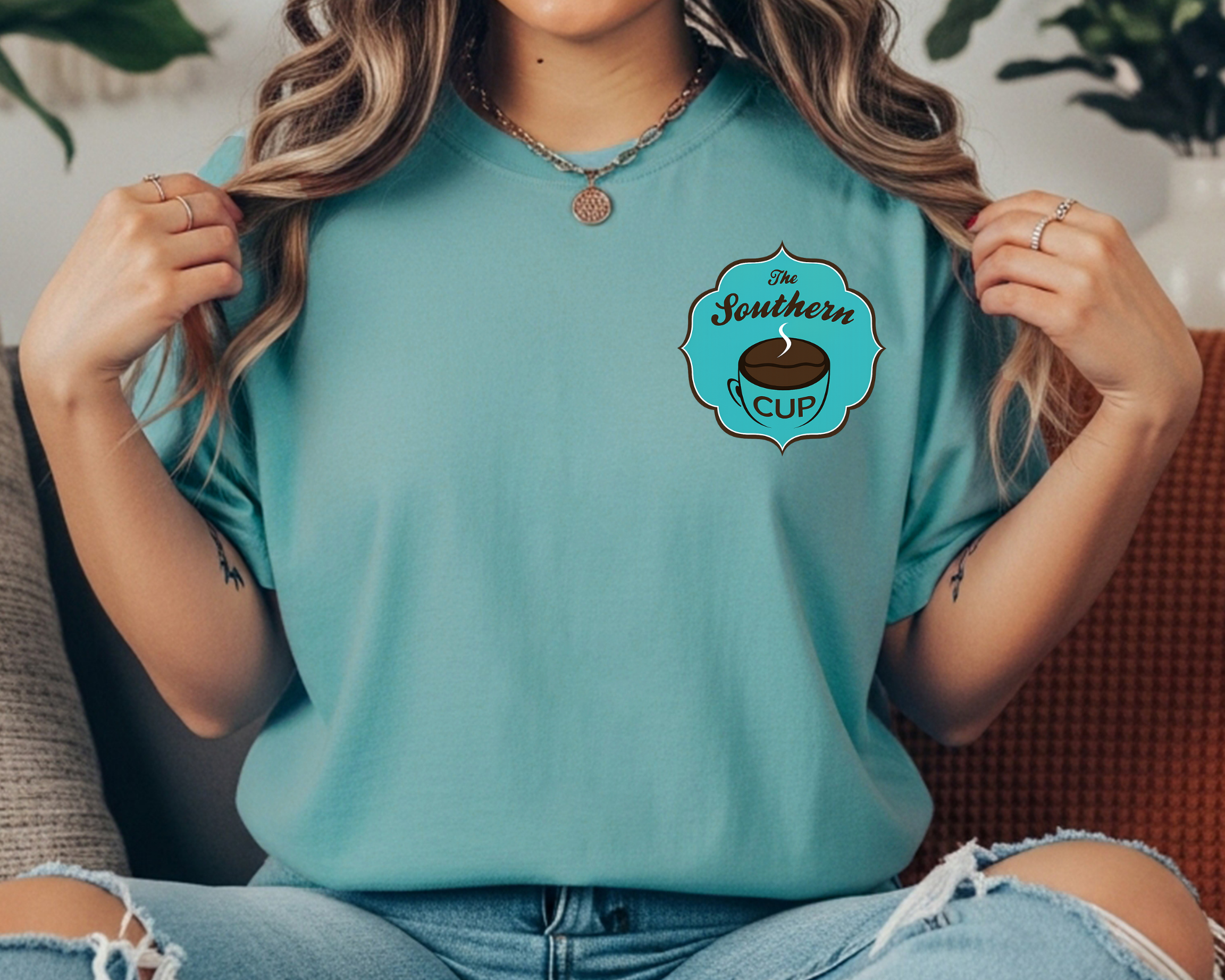 The Southern Cup Pocket Logo Comfort Colors Tee
