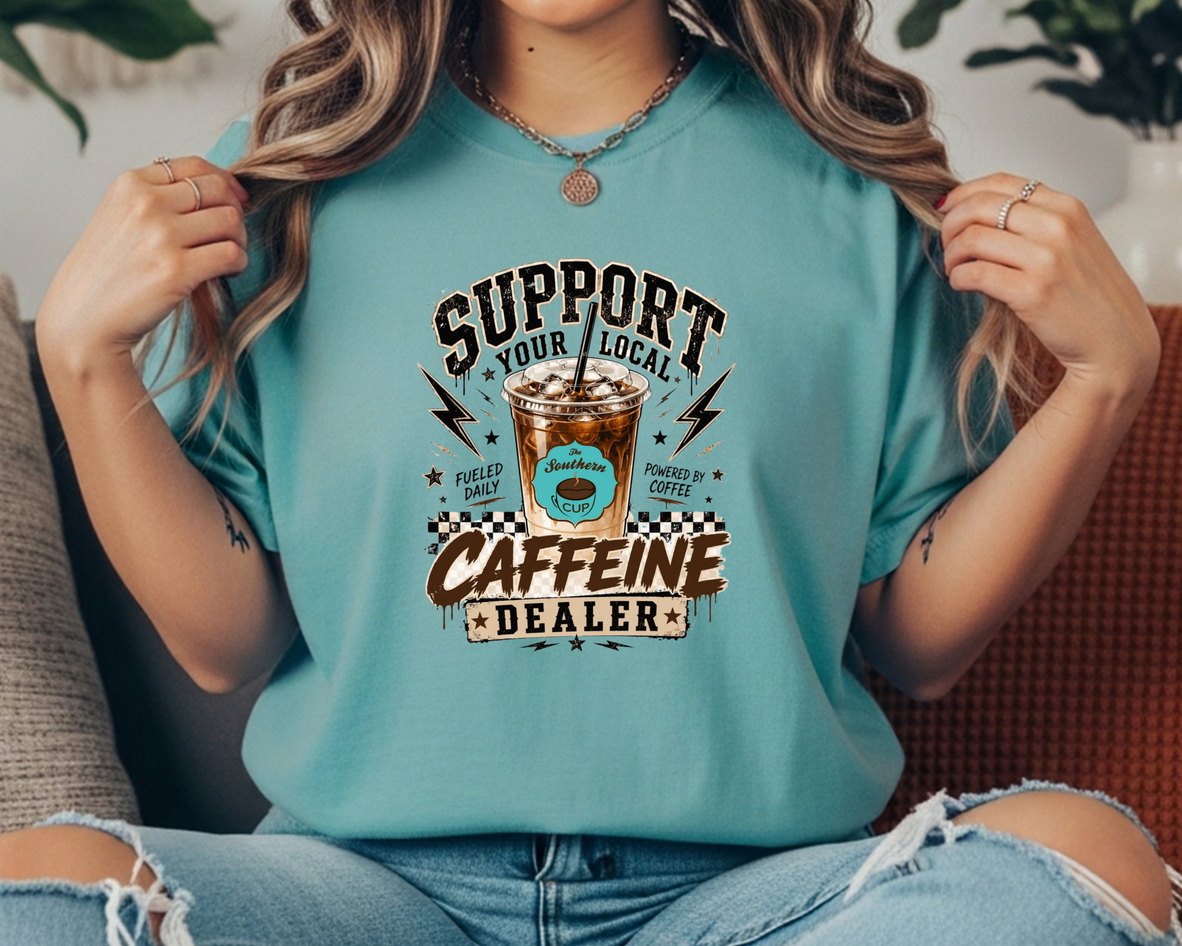 Support Your Local Caffeine Dealer Comfort Colors Tee