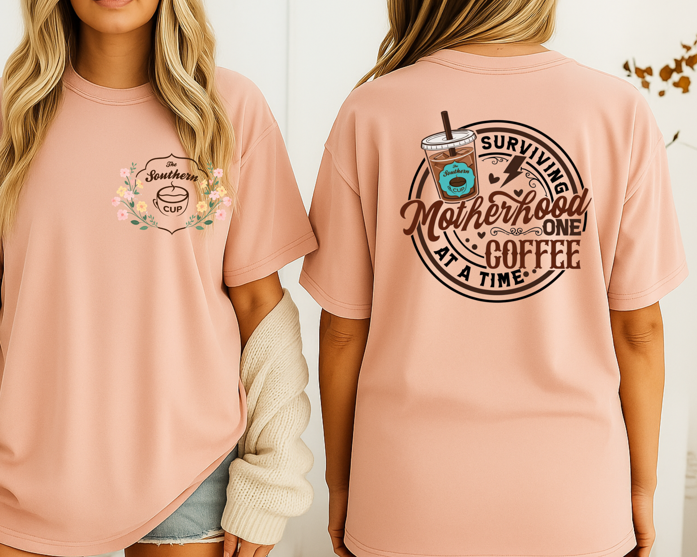Surviving Motherhood One Coffee at a Time Comfort Colors Tee | The Southern Cup Exclusive