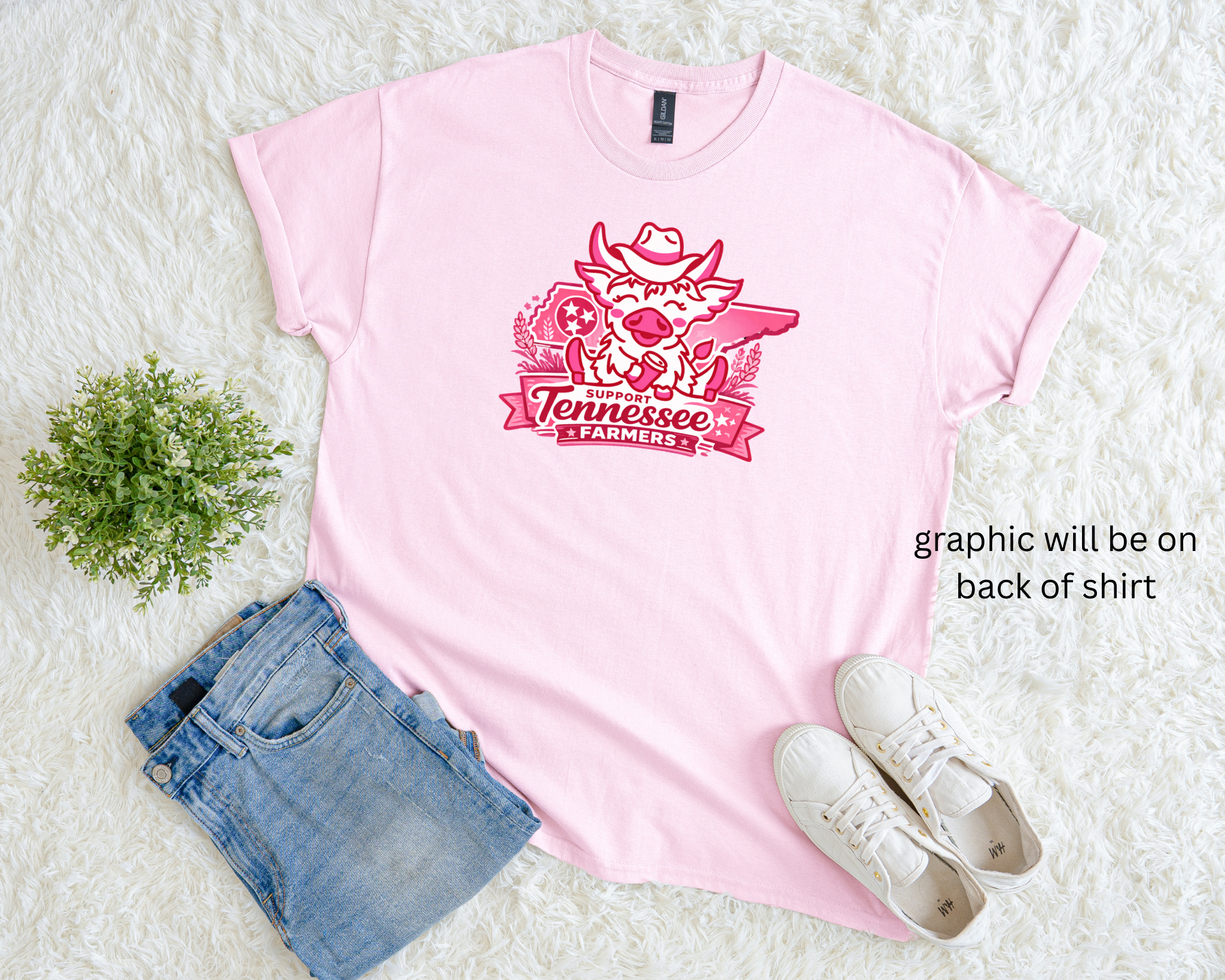Support Tennessee Farmers (PINK) & Neon Cattle Coffee Co Tee | Pressed in Chaos Exclusive