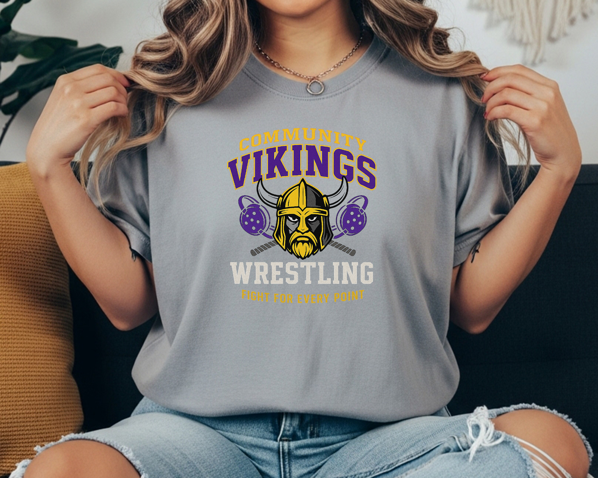 Community Vikings Wrestling Comfort Colors Tee | Fight for Every Point